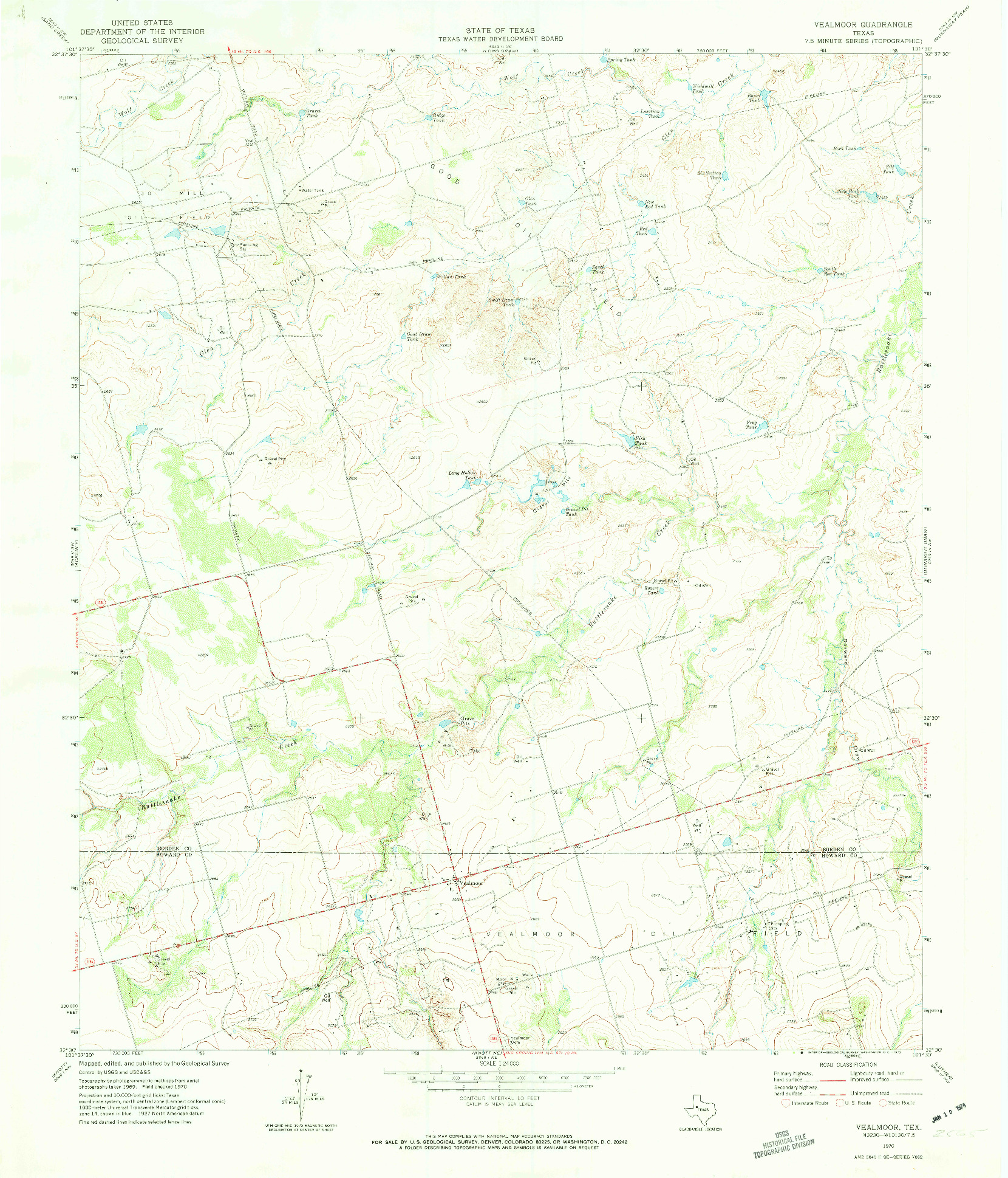 USGS 1:24000-SCALE QUADRANGLE FOR VEALMOOR, TX 1970