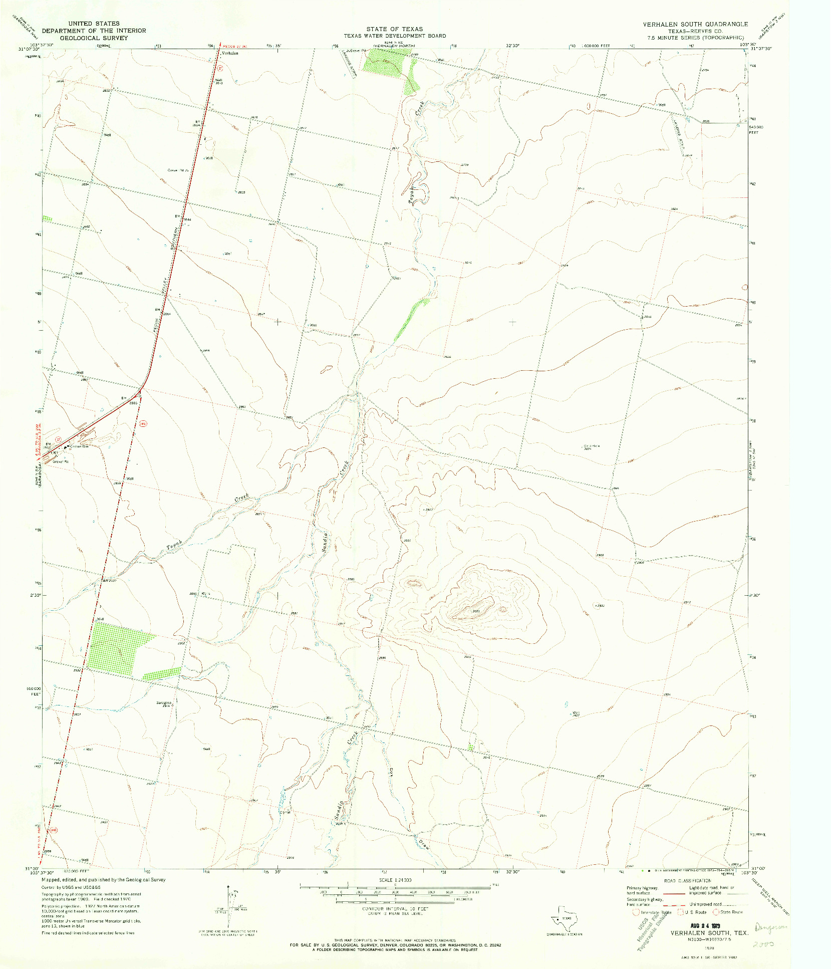 USGS 1:24000-SCALE QUADRANGLE FOR VERHALEN SOUTH, TX 1970