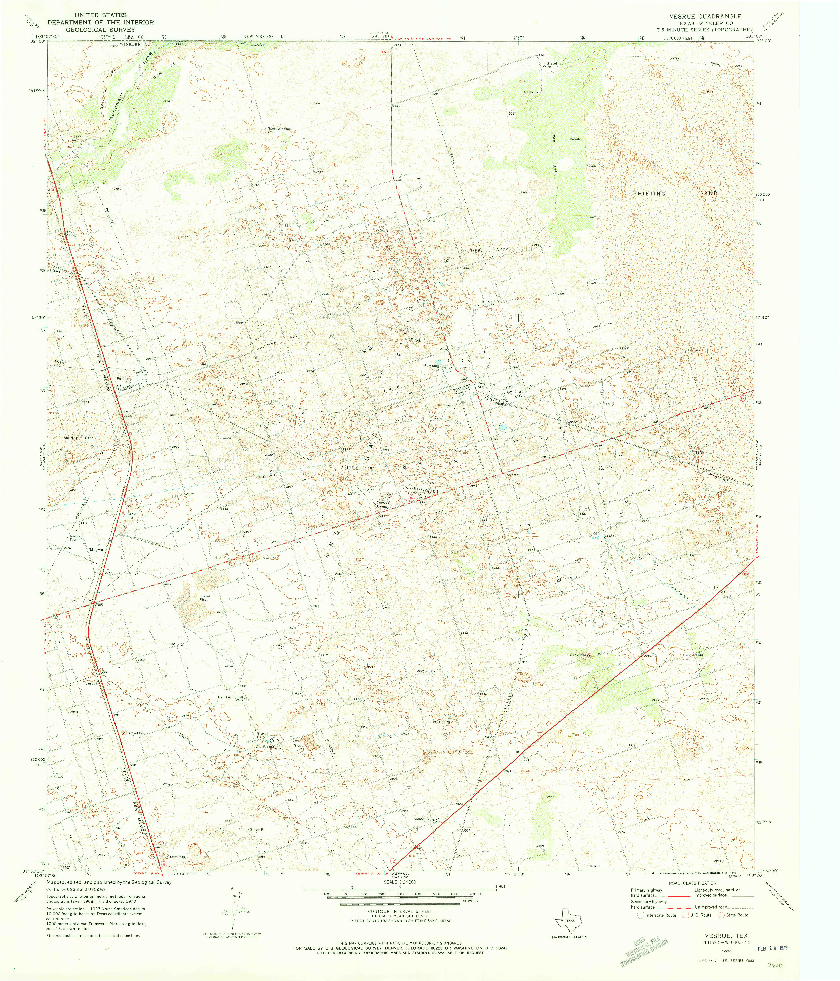 USGS 1:24000-SCALE QUADRANGLE FOR VESRUE, TX 1970