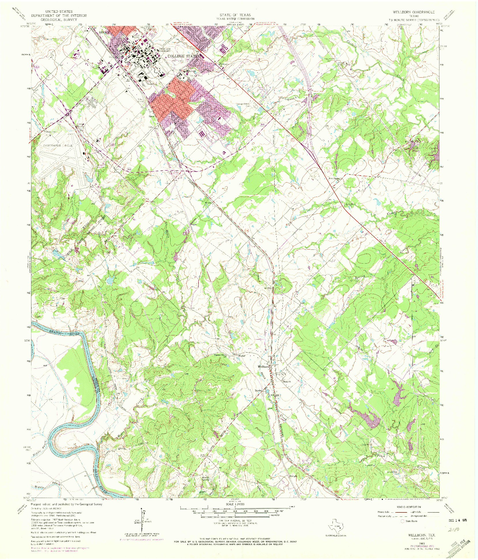 USGS 1:24000-SCALE QUADRANGLE FOR WELLBORN, TX 1961