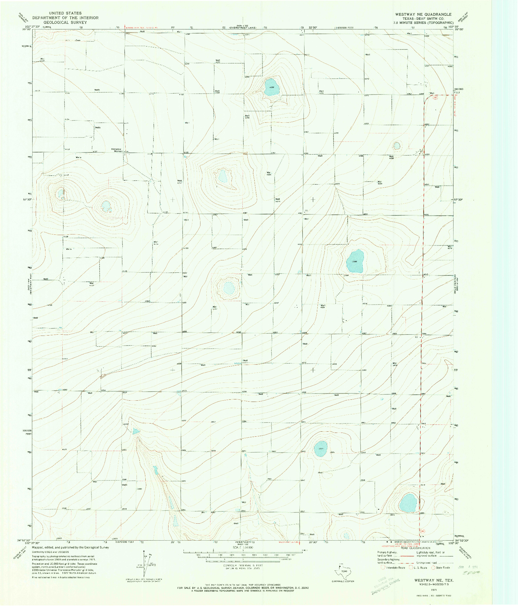 USGS 1:24000-SCALE QUADRANGLE FOR WESTWAY NE, TX 1971