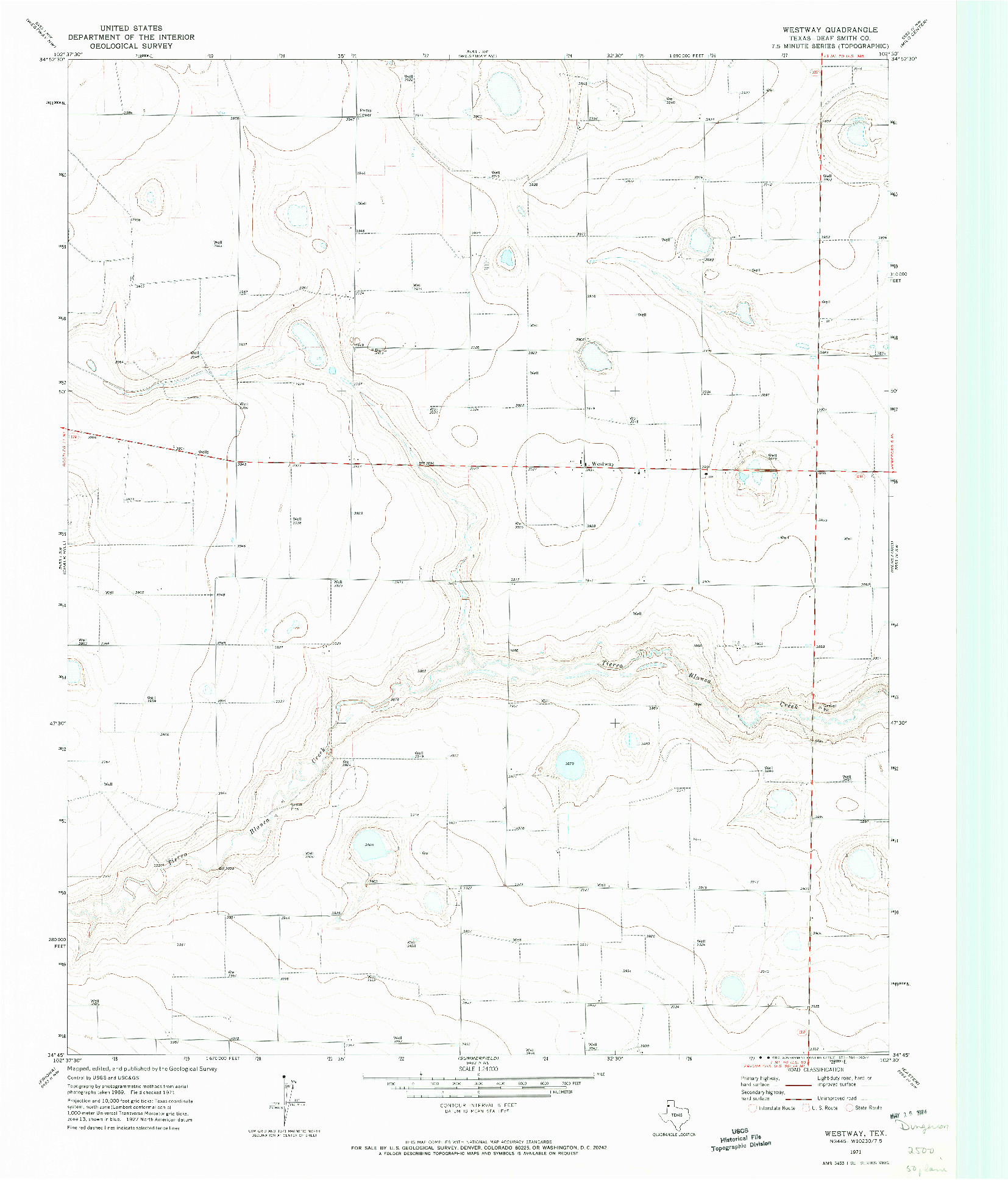 USGS 1:24000-SCALE QUADRANGLE FOR WESTWAY, TX 1971