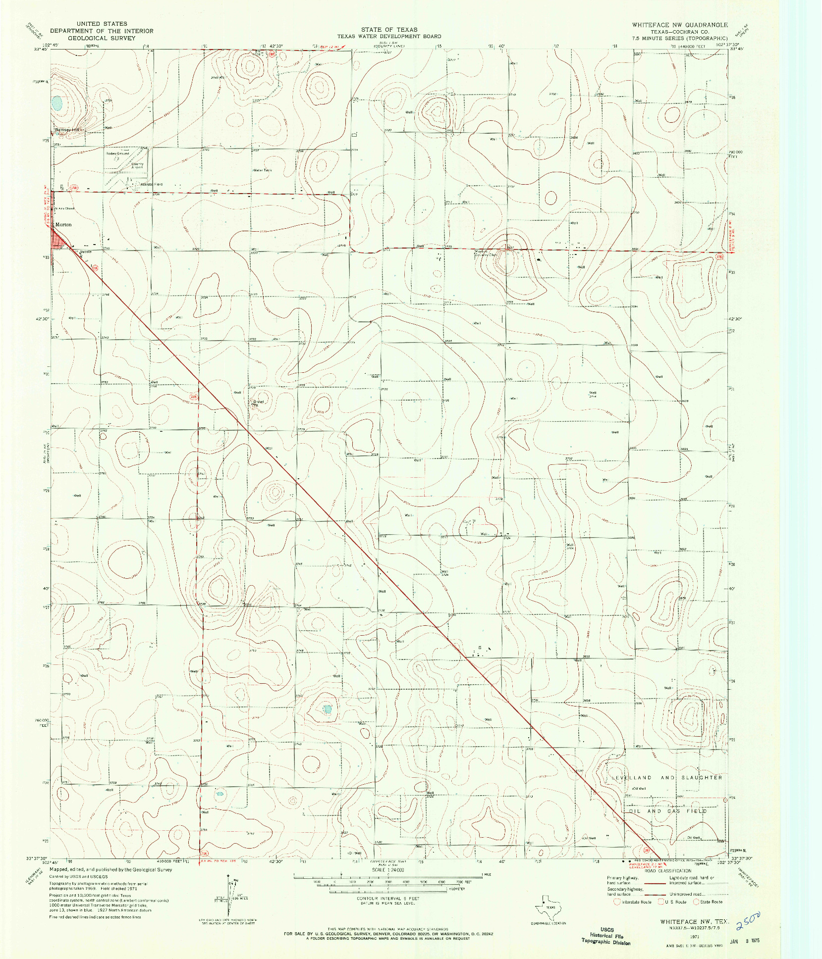 USGS 1:24000-SCALE QUADRANGLE FOR WHITEFACE NW, TX 1971