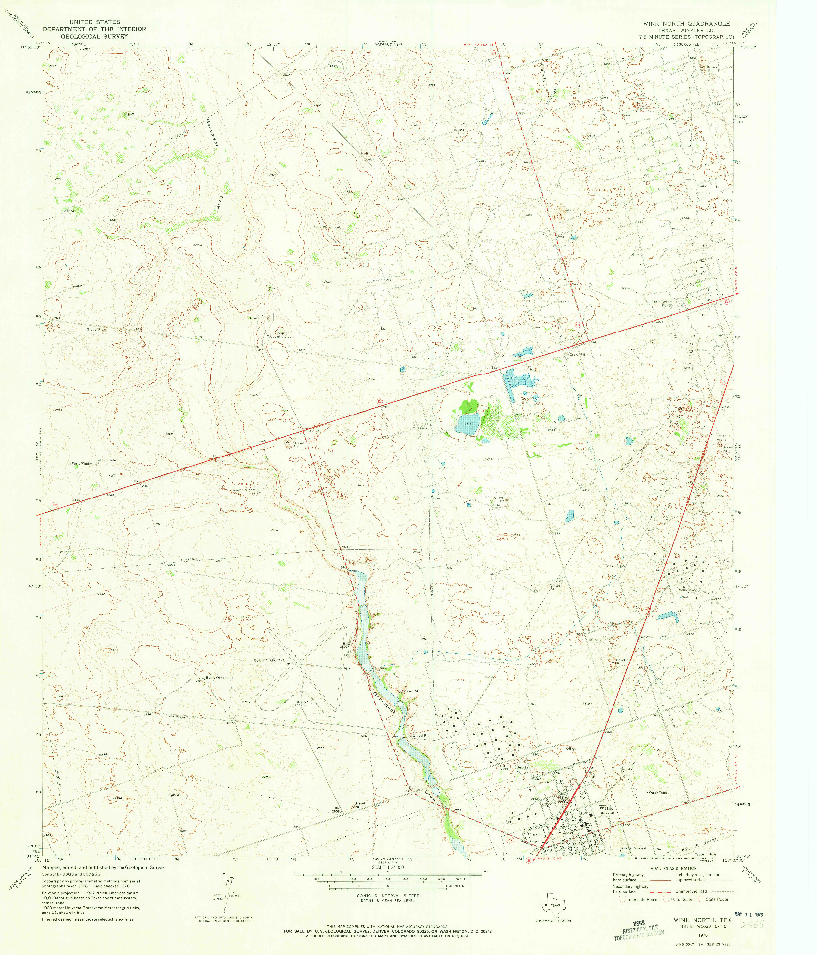 USGS 1:24000-SCALE QUADRANGLE FOR WINK NORTH, TX 1970