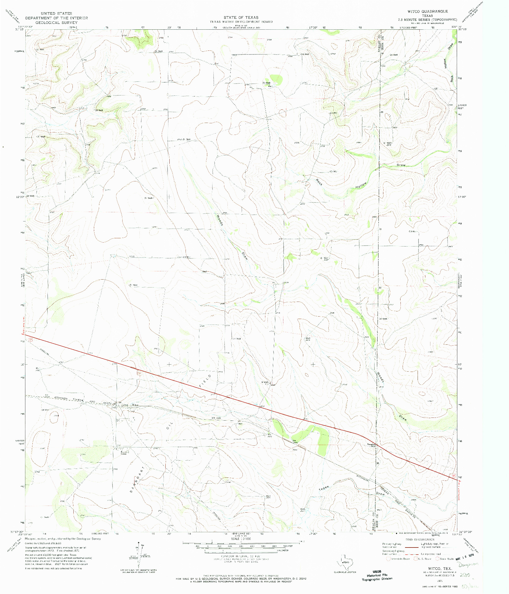 USGS 1:24000-SCALE QUADRANGLE FOR WITCO, TX 1971