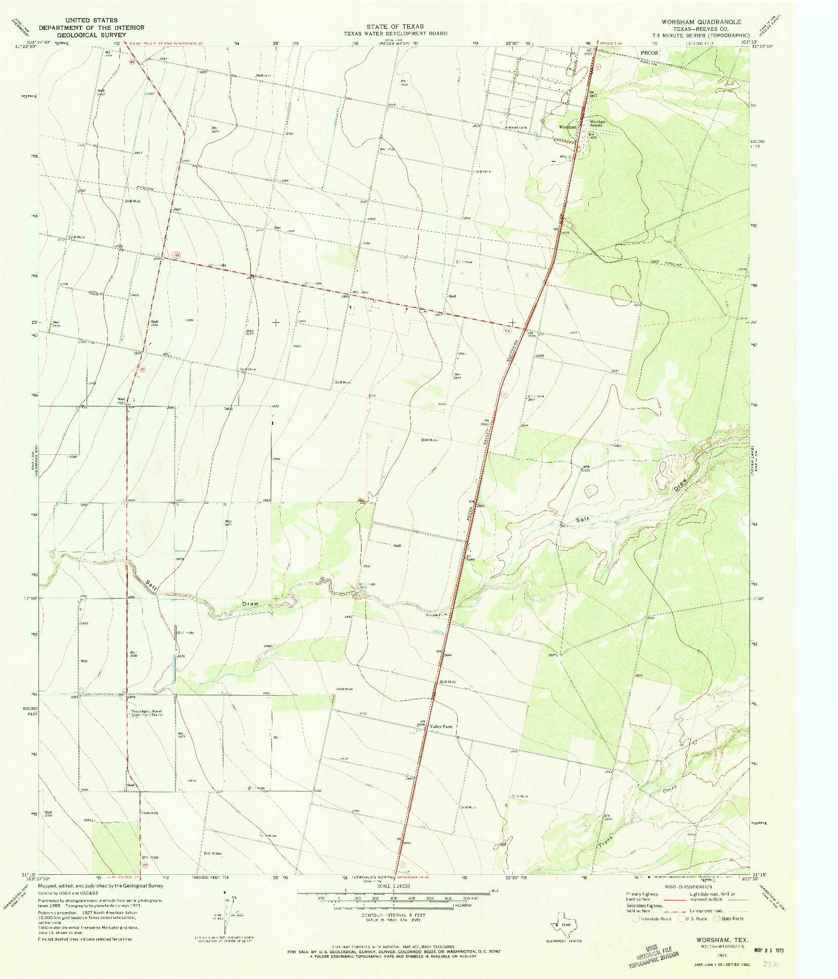 USGS 1:24000-SCALE QUADRANGLE FOR WORSHAM, TX 1971