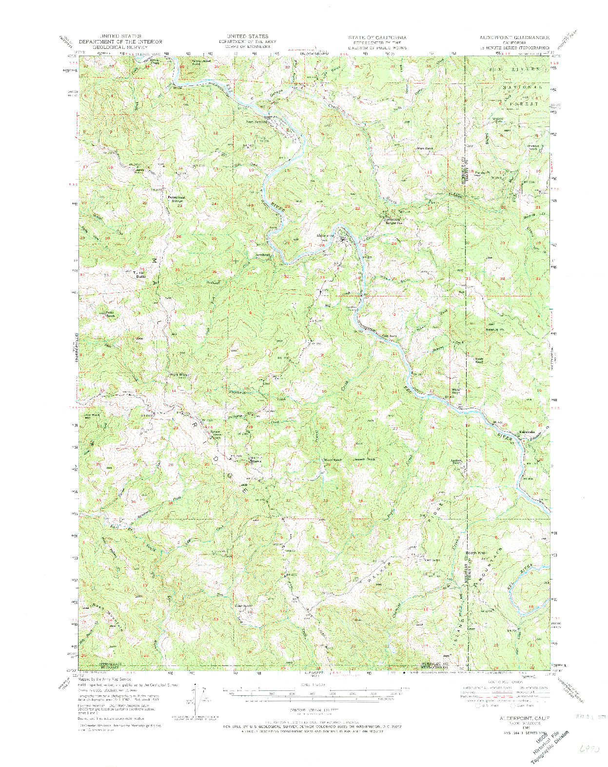 USGS 1:62500-SCALE QUADRANGLE FOR ALDERPOINT, CA 1949