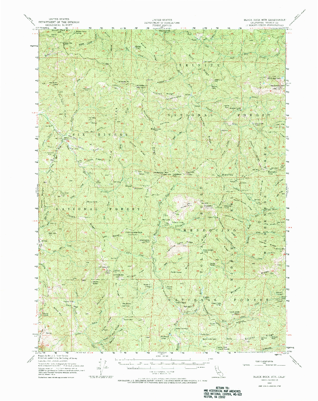 USGS 1:62500-SCALE QUADRANGLE FOR BLACKROCK MTN, CA 1954