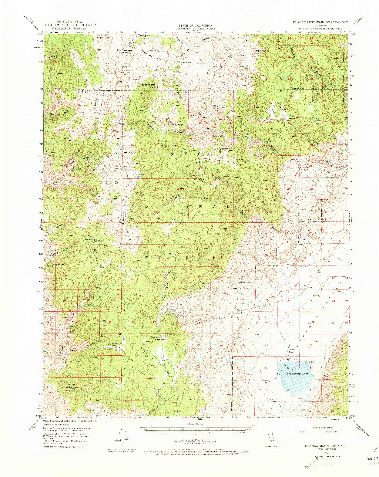 USGS 1:62500-SCALE QUADRANGLE FOR BLANCO MOUNTAIN, CA 1951