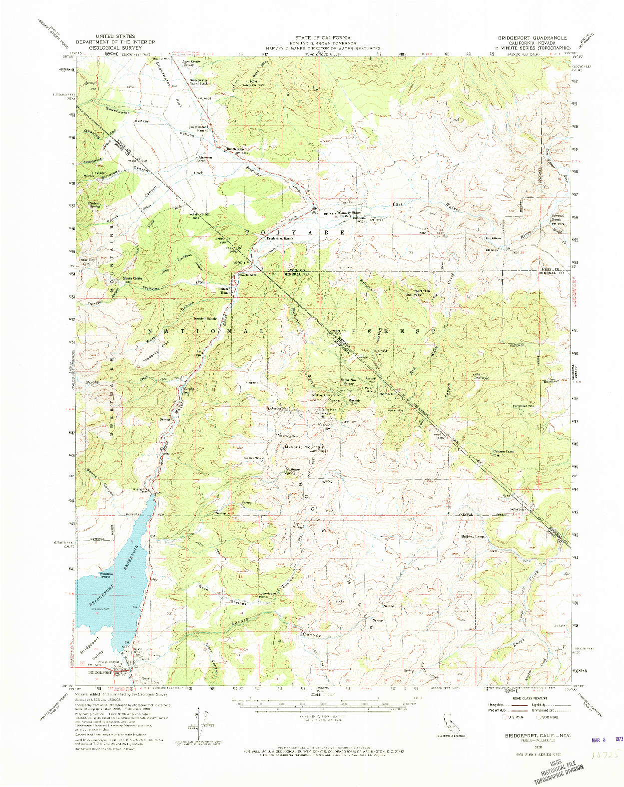 USGS 1:62500-SCALE QUADRANGLE FOR BRIDGEPORT, CA 1958