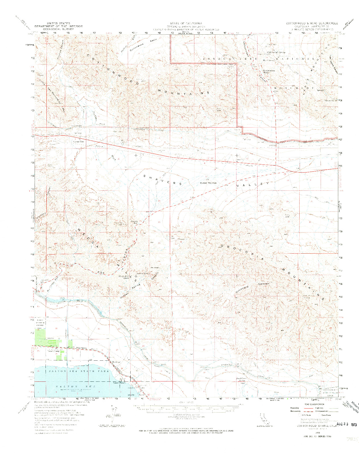 USGS 1:62500-SCALE QUADRANGLE FOR COTTONWOOD SPRING, CA 1958
