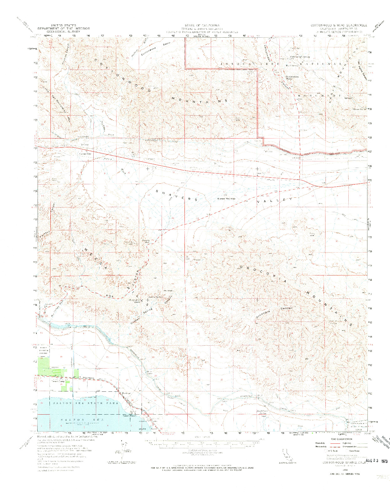 USGS 1:62500-SCALE QUADRANGLE FOR COTTONWOOD SPRING, CA 1958