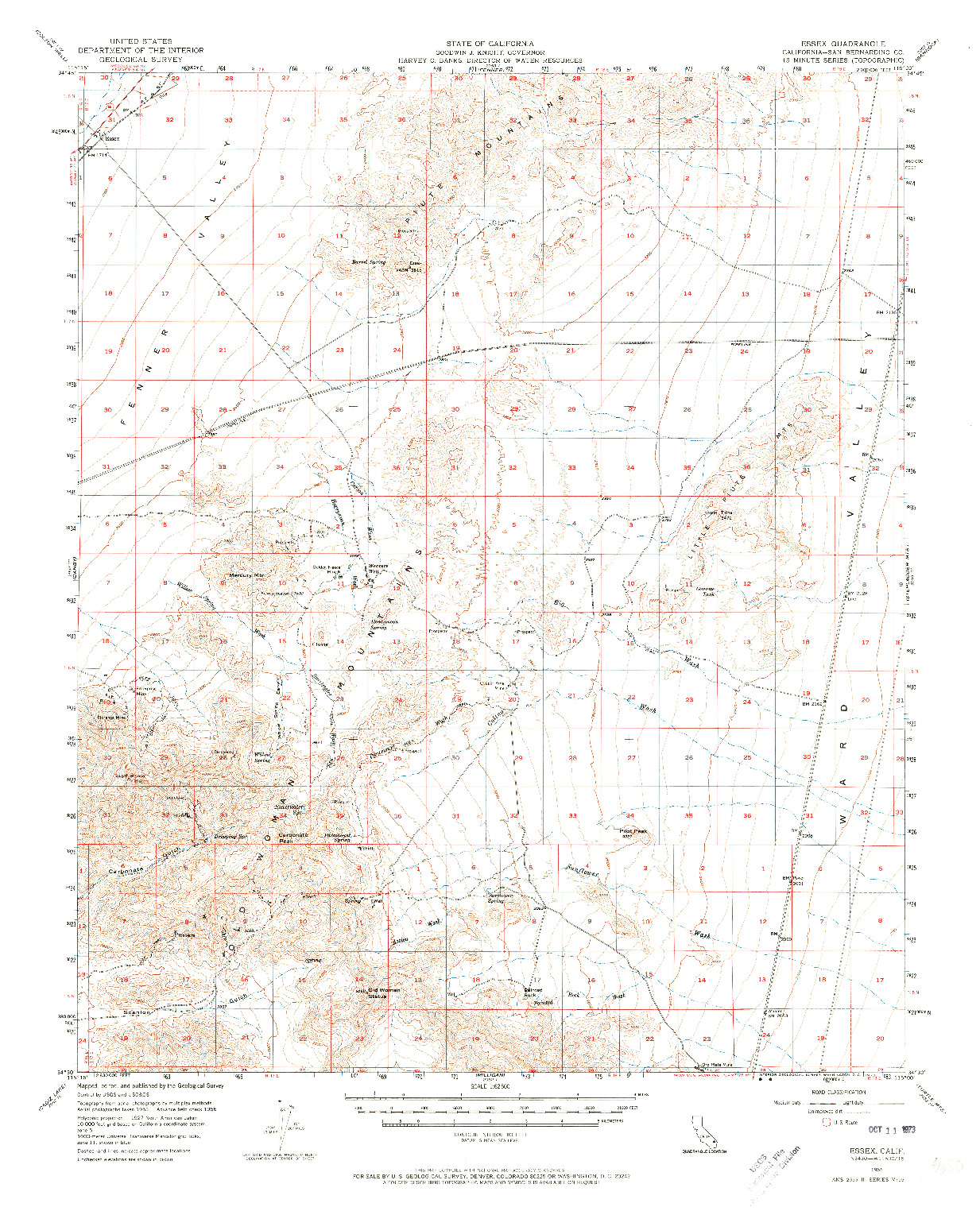 USGS 1:62500-SCALE QUADRANGLE FOR ESSEX, CA 1956