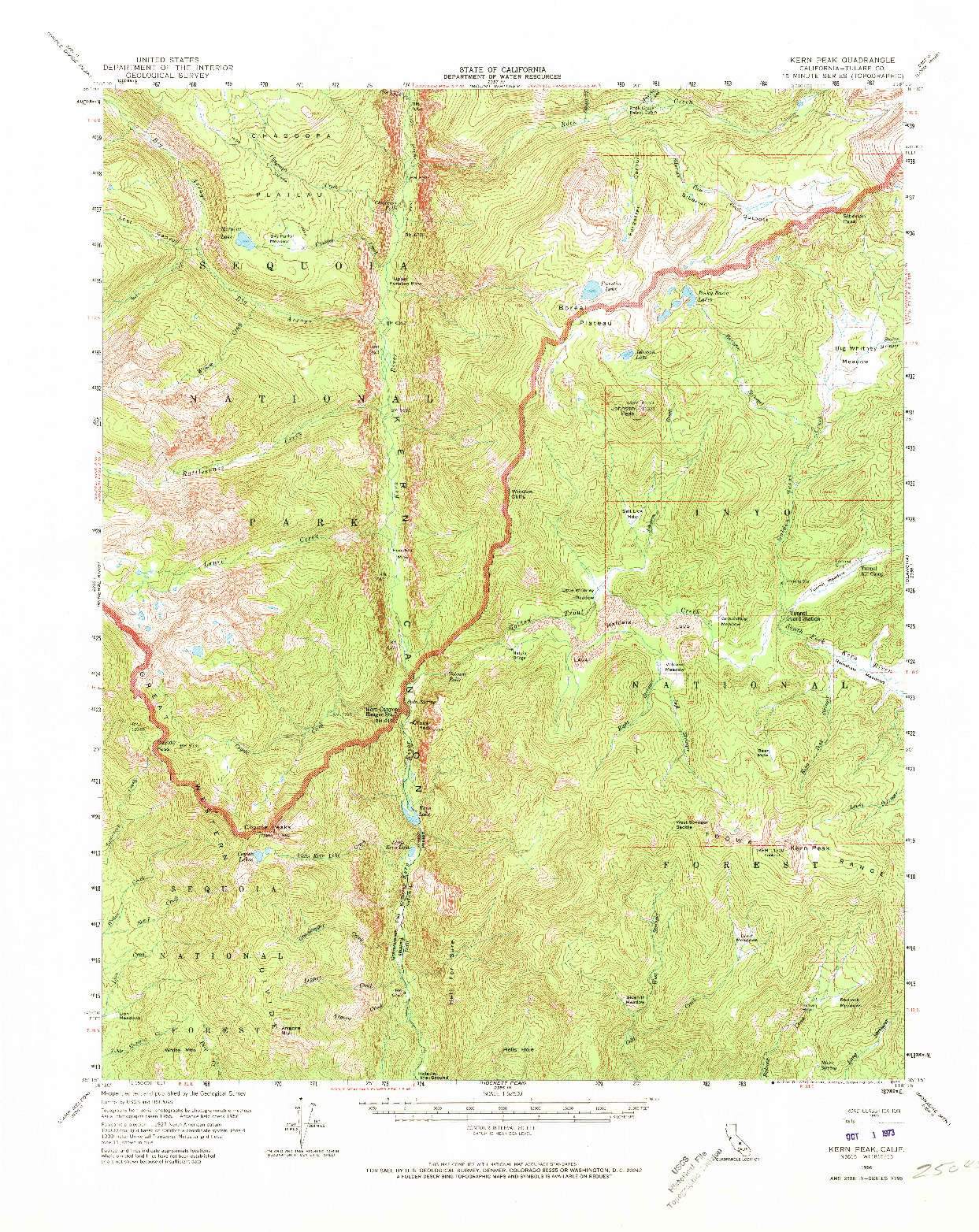 USGS 1:62500-SCALE QUADRANGLE FOR KERN PEAK, CA 1956