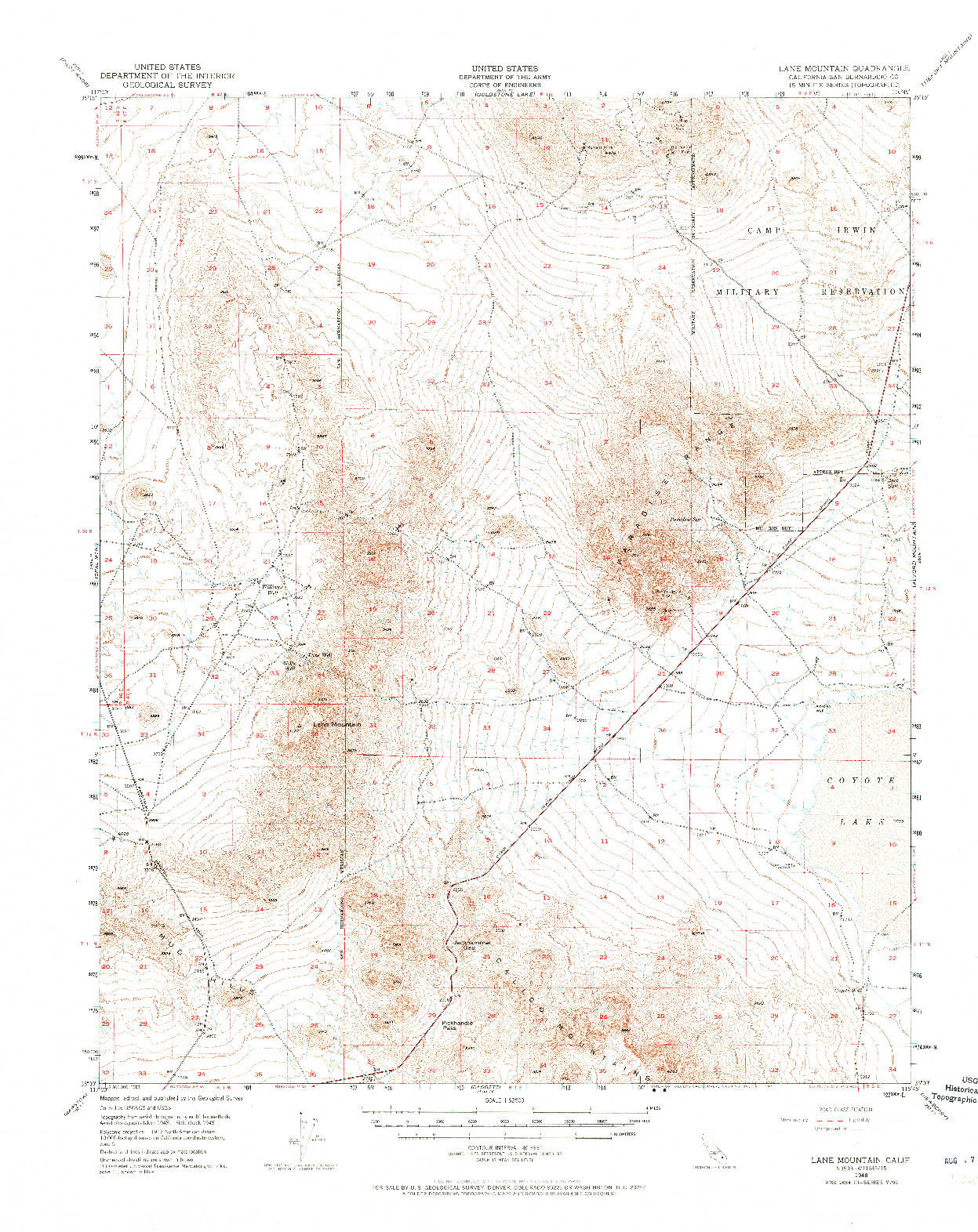 USGS 1:62500-SCALE QUADRANGLE FOR LANE MOUNTAIN, CA 1948