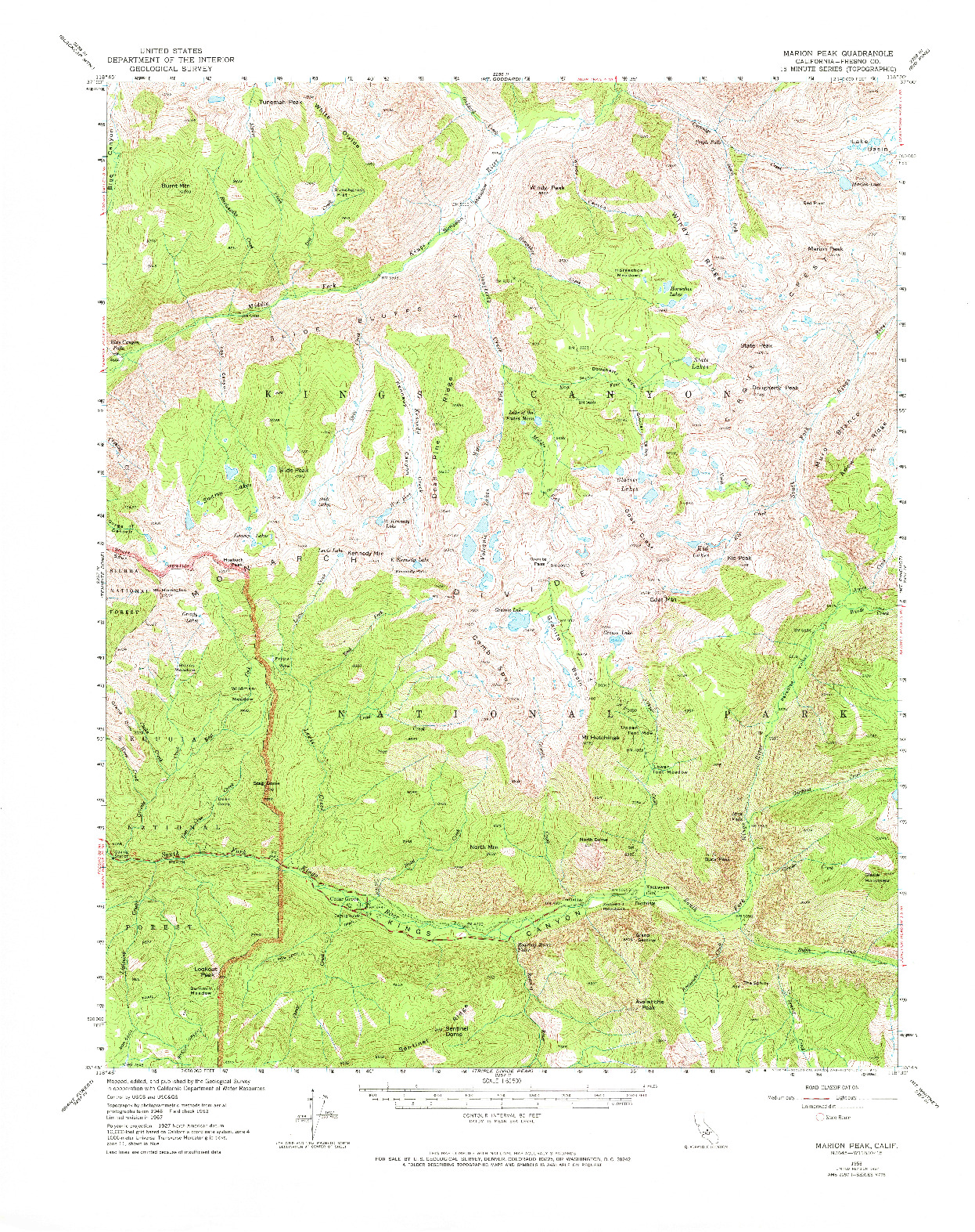 USGS 1:62500-SCALE QUADRANGLE FOR MARION PEAK, CA 1967