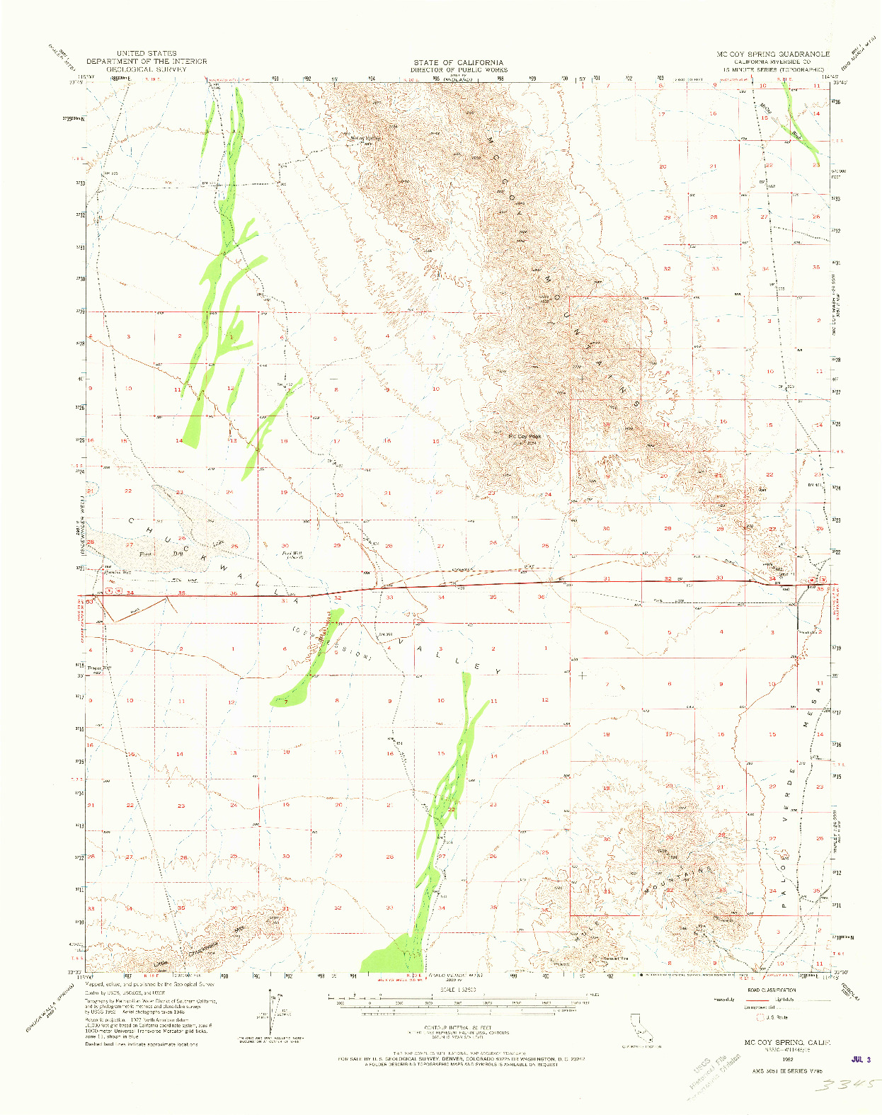 USGS 1:62500-SCALE QUADRANGLE FOR MCCOY SPRING, CA 1952