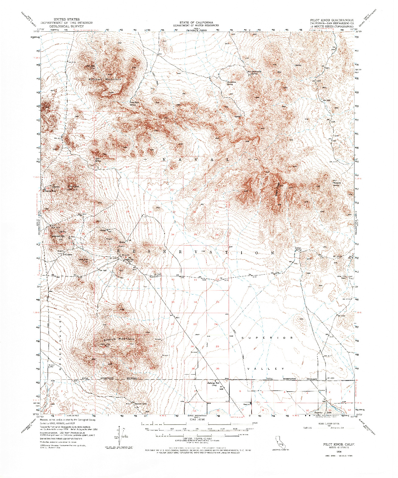 USGS 1:62500-SCALE QUADRANGLE FOR PILOT KNOB, CA 1954