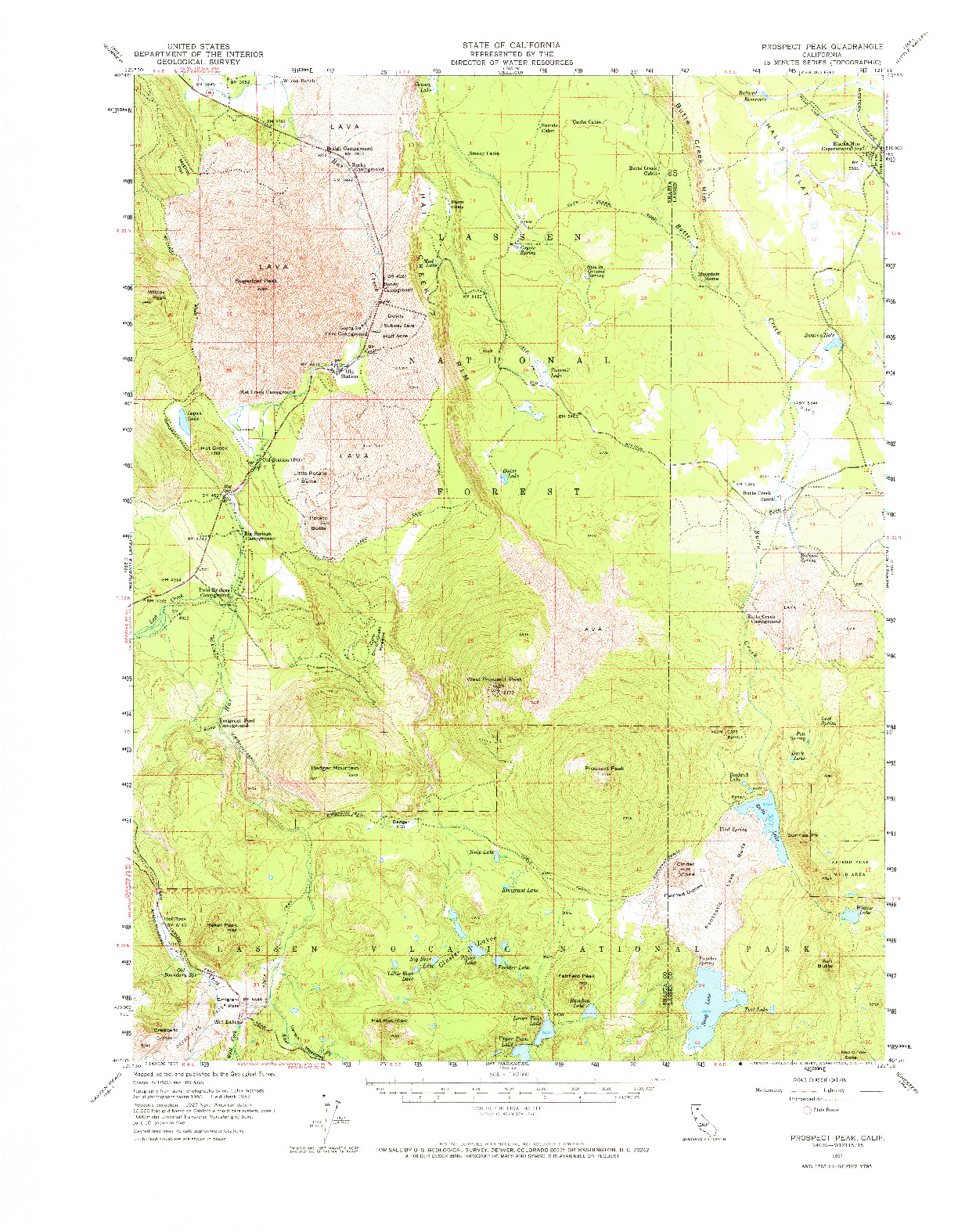 USGS 1:62500-SCALE QUADRANGLE FOR PROSPECT PEAK, CA 1957