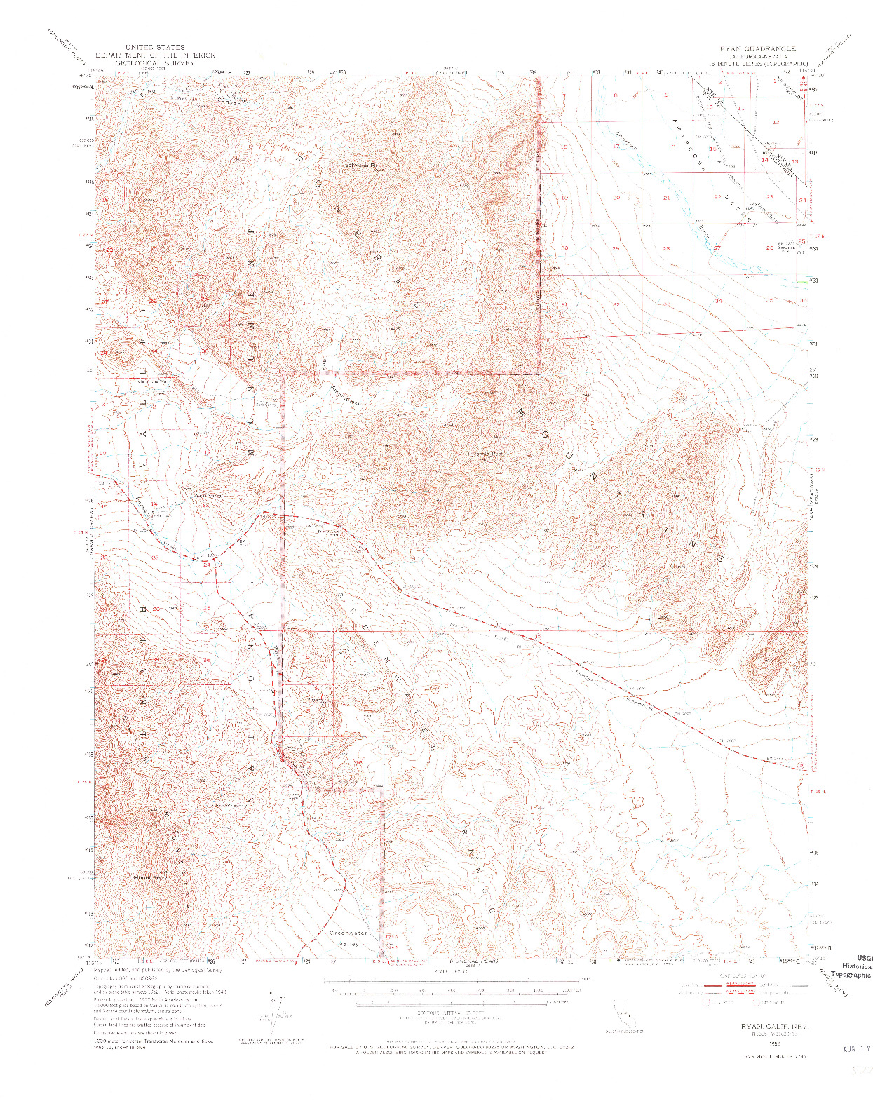 USGS 1:62500-SCALE QUADRANGLE FOR RYAN, CA 1952