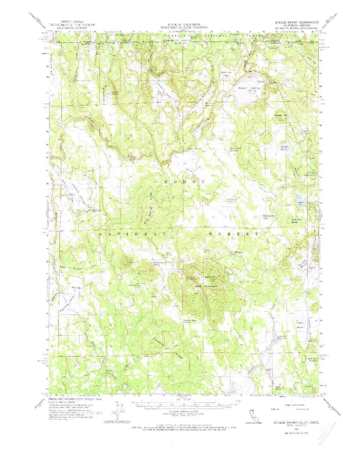 USGS 1:62500-SCALE QUADRANGLE FOR STEELE SWAMP, CA 1962