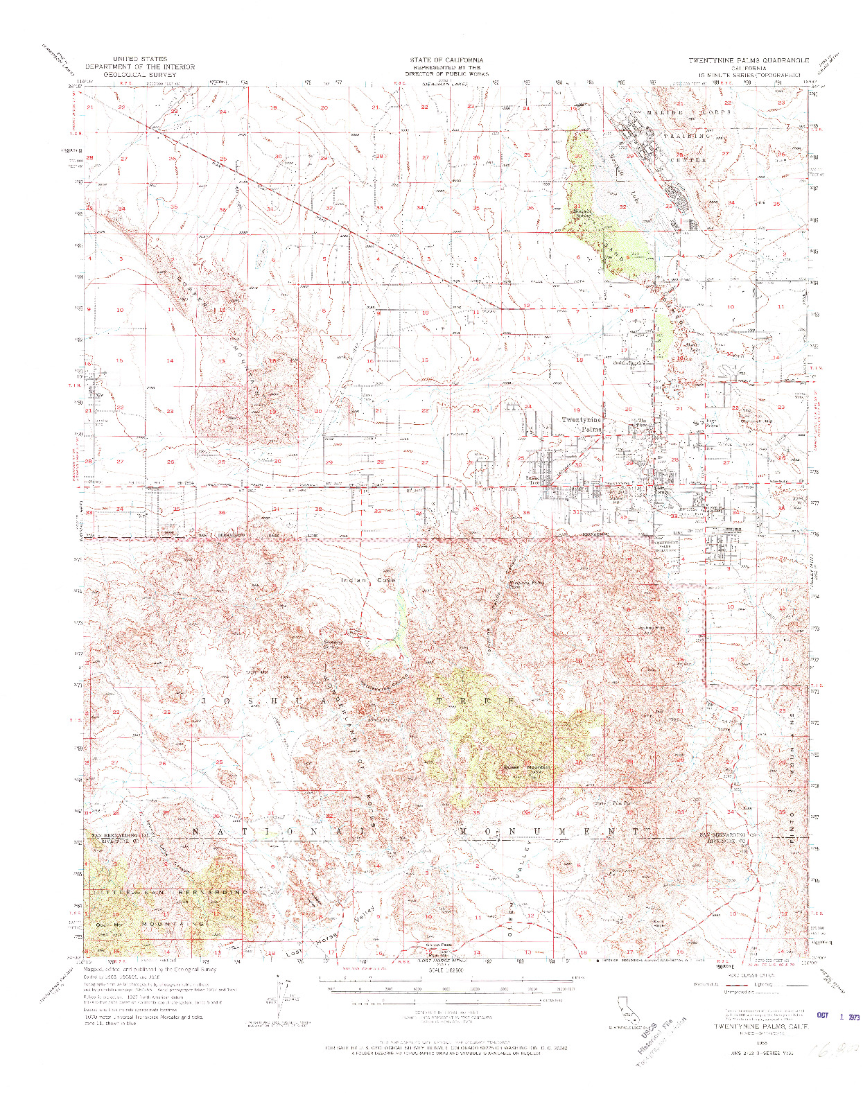 USGS 1:62500-SCALE QUADRANGLE FOR TWENTYNINE PALMS, CA 1955