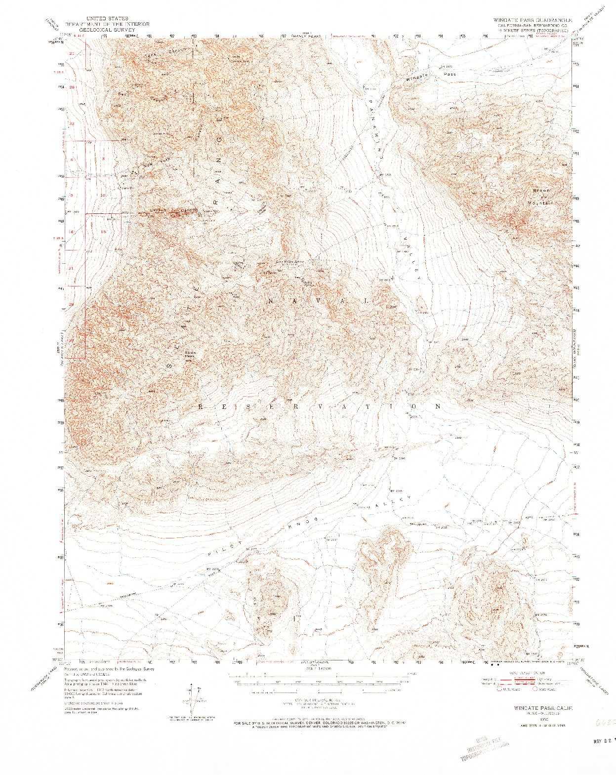 USGS 1:62500-SCALE QUADRANGLE FOR WINGATE PASS, CA 1950