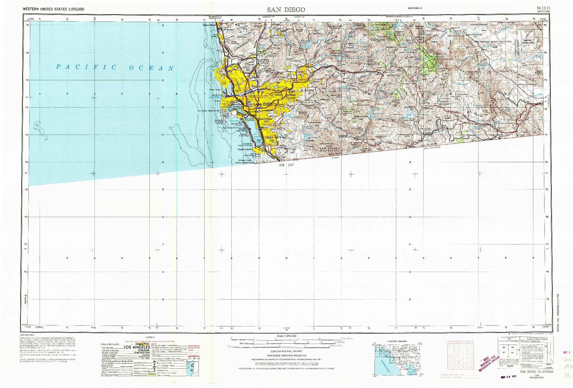 USGS 1:250000-SCALE QUADRANGLE FOR SAN DIEGO, CA 1958