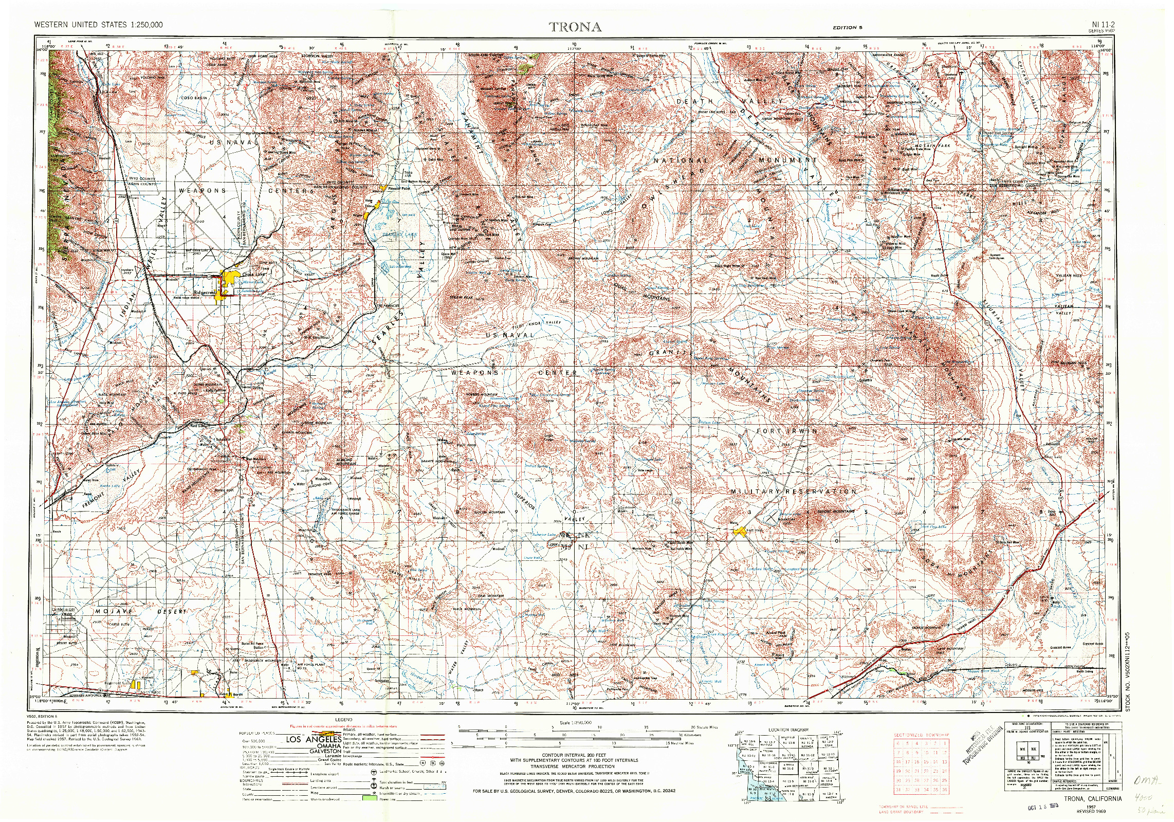 USGS 1:250000-SCALE QUADRANGLE FOR TRONA, CA 1957