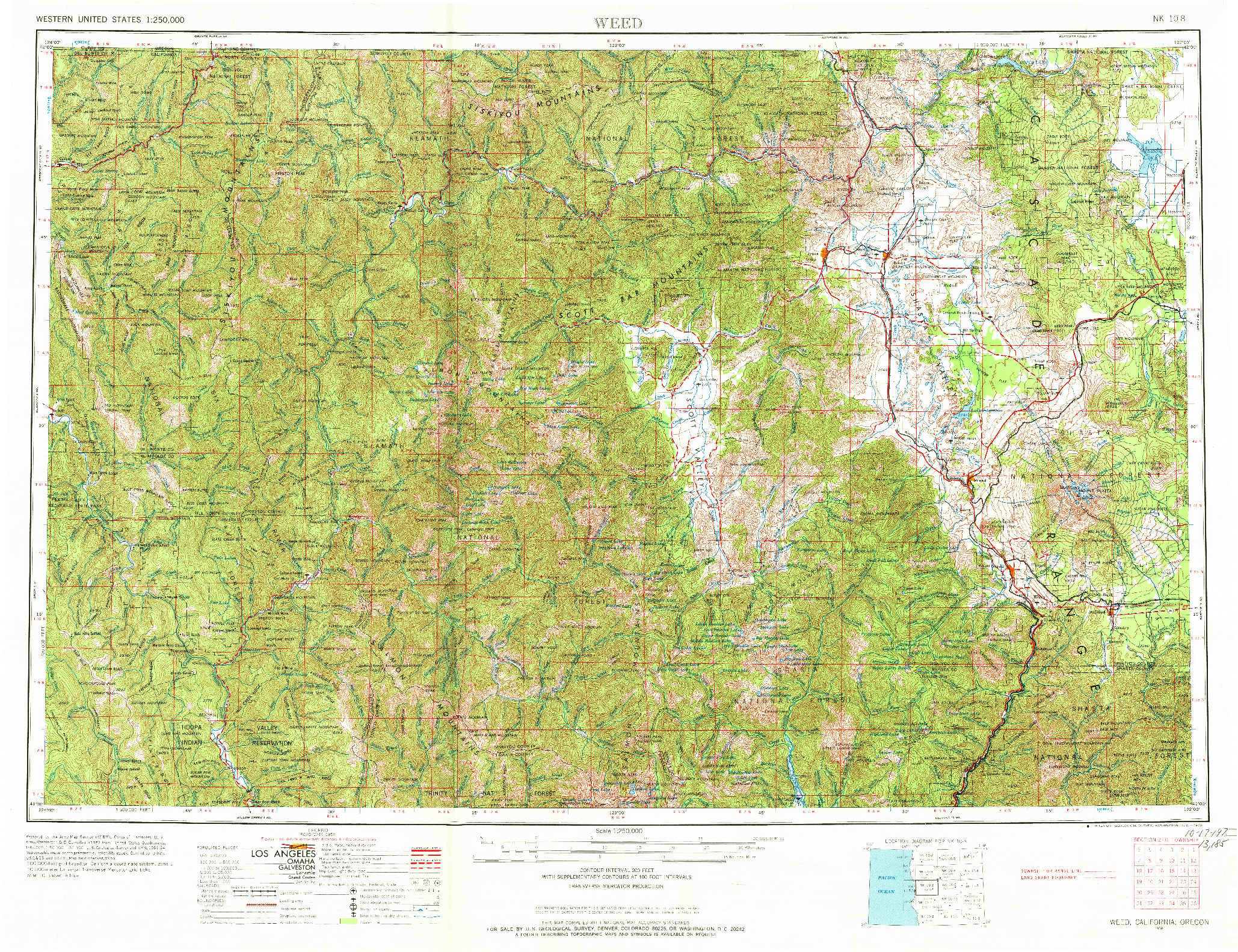 USGS 1:250000-SCALE QUADRANGLE FOR WEED, CA 1958