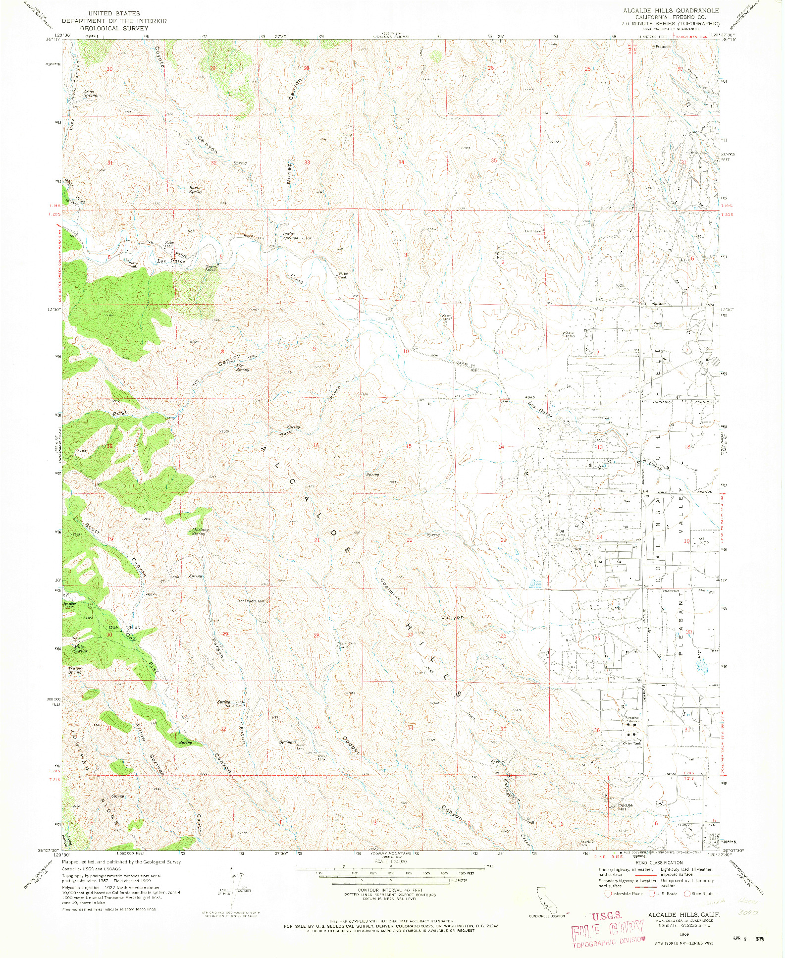 USGS 1:24000-SCALE QUADRANGLE FOR ALCALDE HILLS, CA 1969