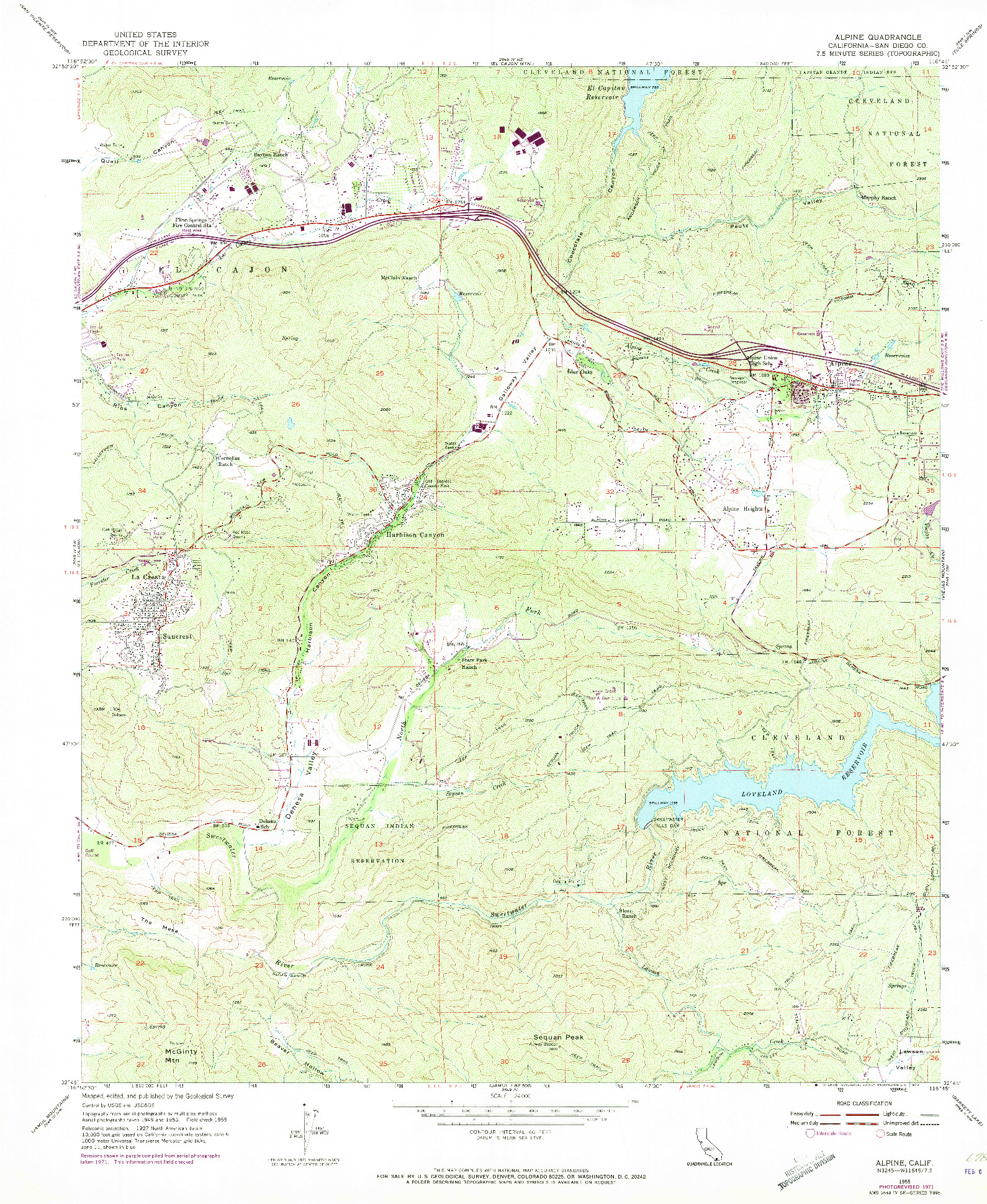 USGS 1:24000-SCALE QUADRANGLE FOR ALPINE, CA 1955