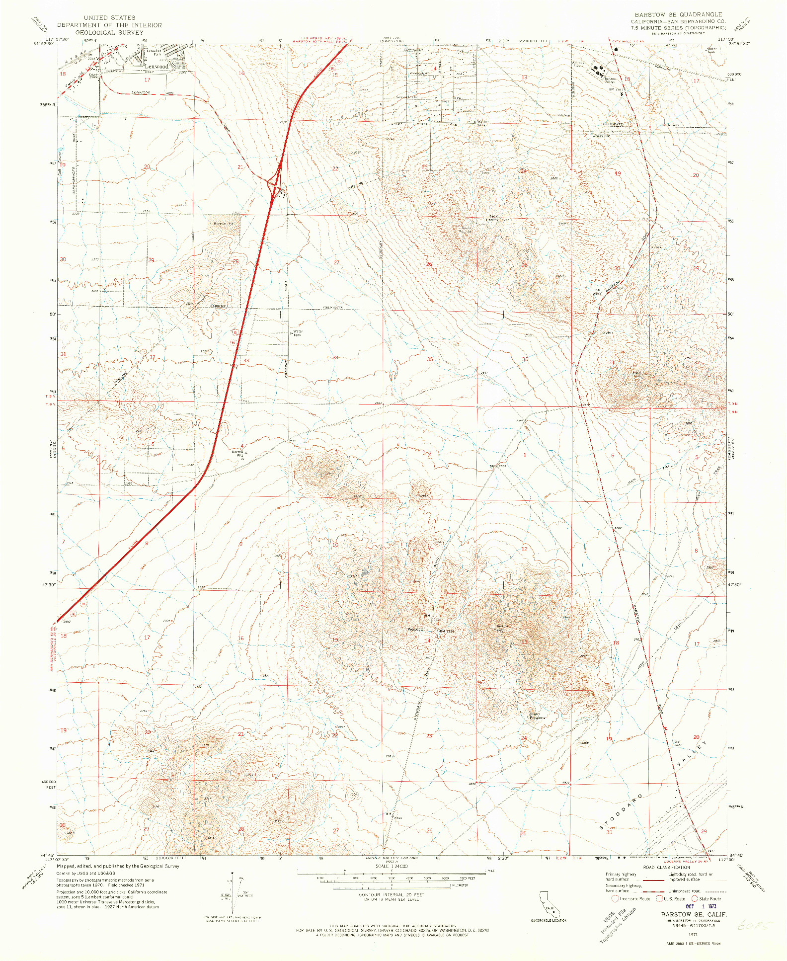 USGS 1:24000-SCALE QUADRANGLE FOR BARSTOW SE, CA 1971