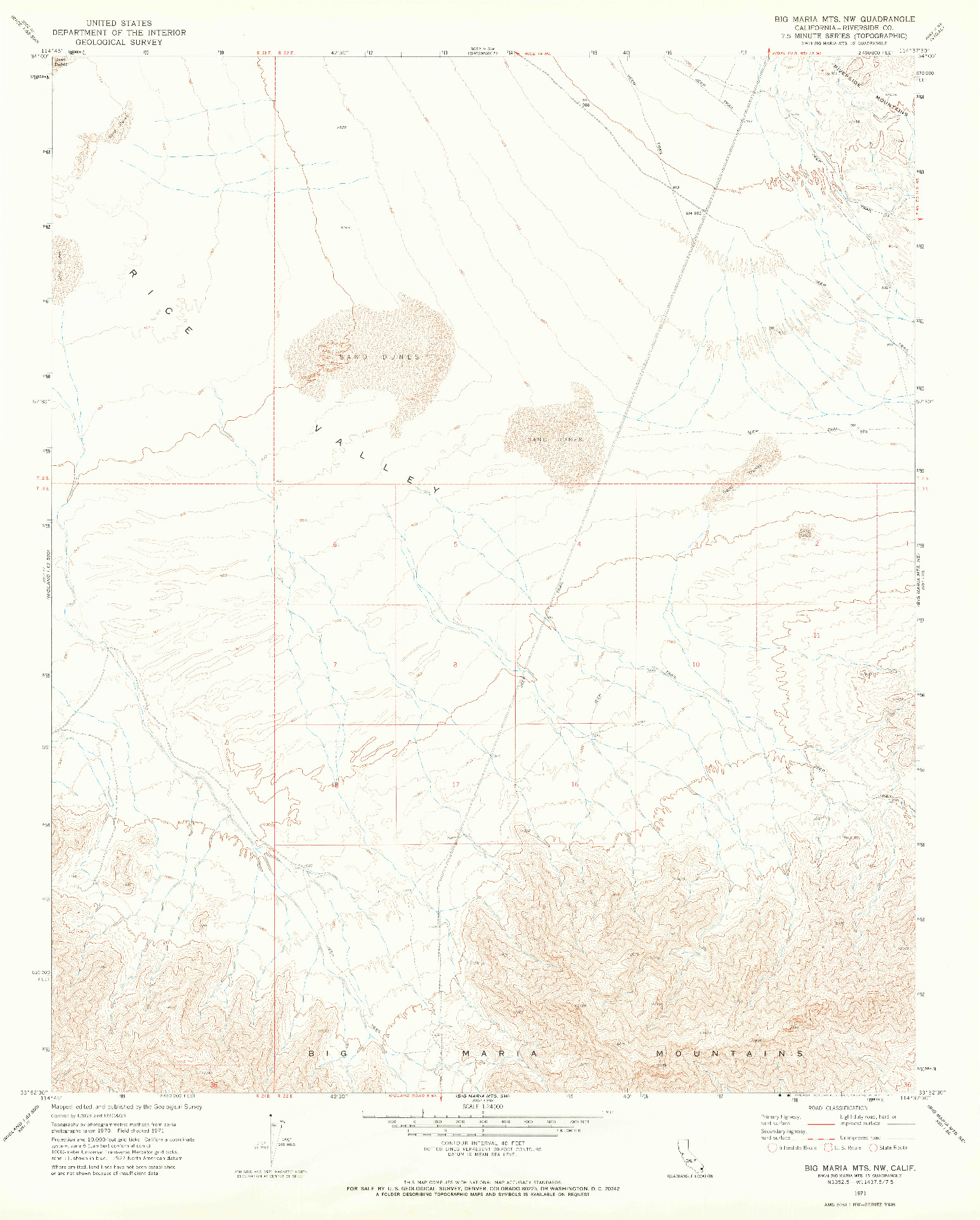 USGS 1:24000-SCALE QUADRANGLE FOR BIG MARIA MTS. NW, CA 1971