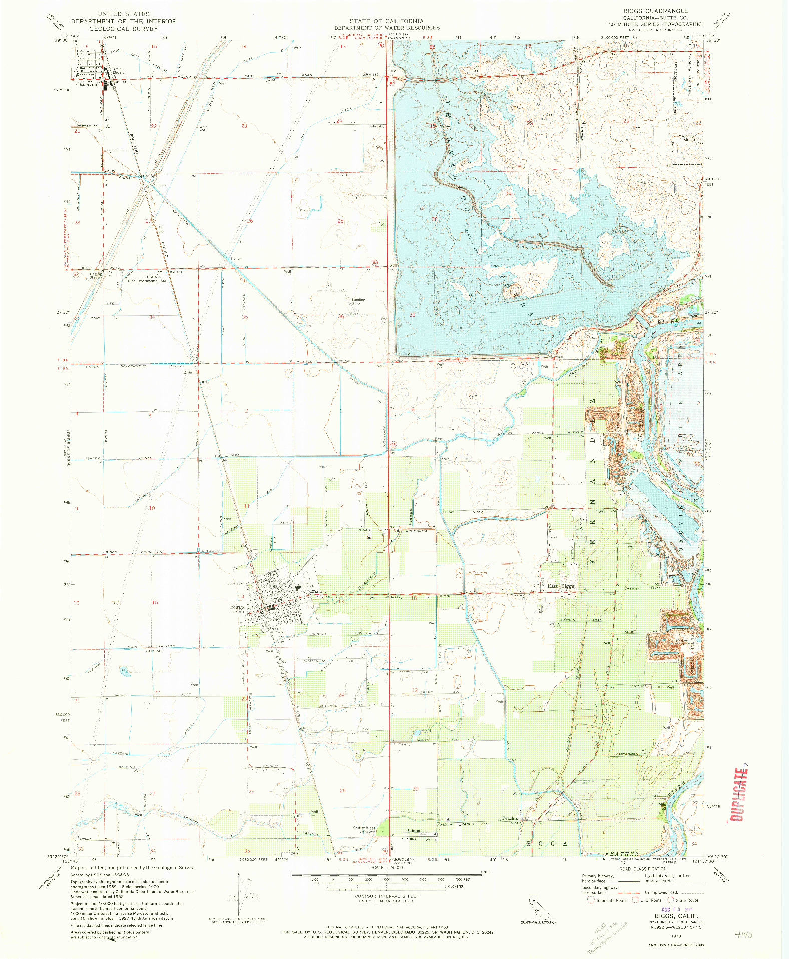 USGS 1:24000-SCALE QUADRANGLE FOR BIGGS, CA 1970