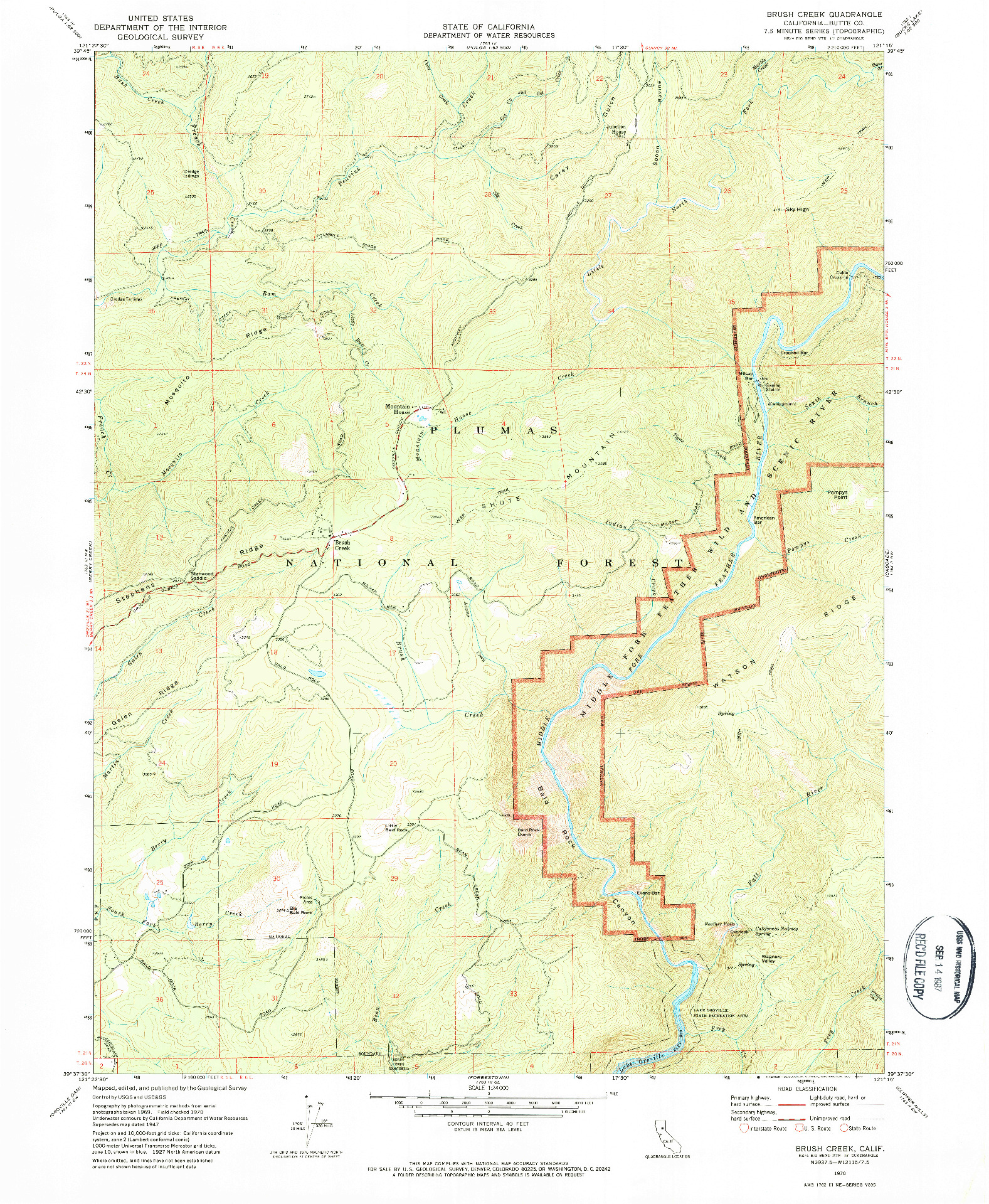 USGS 1:24000-SCALE QUADRANGLE FOR BRUSH CREEK, CA 1970