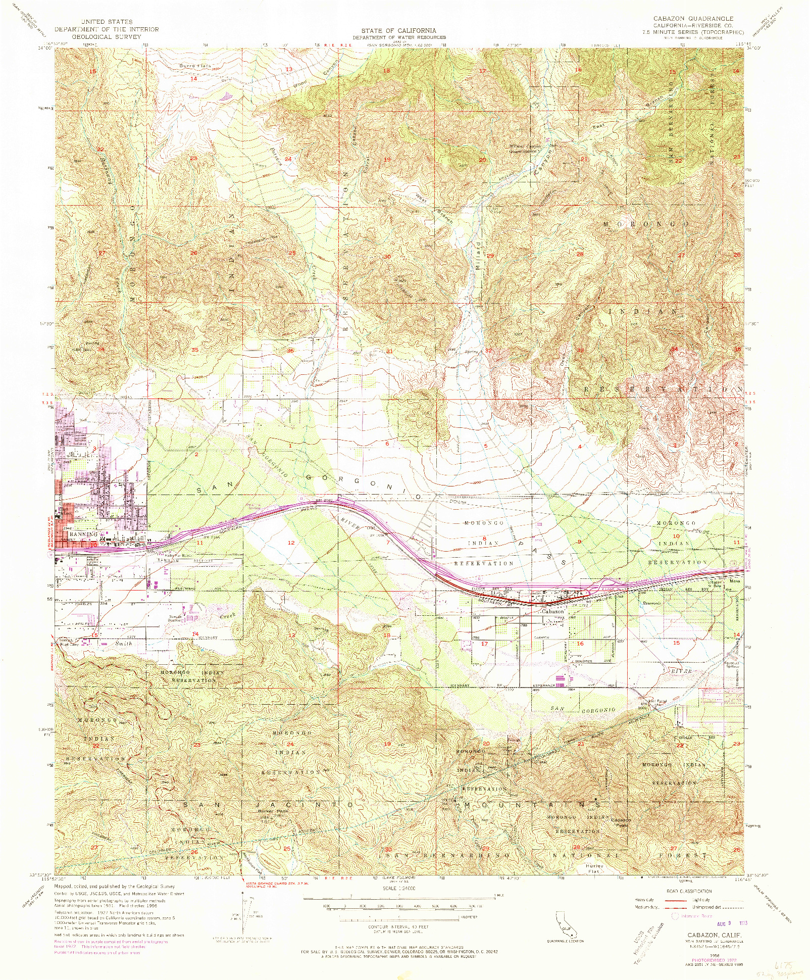 USGS 1:24000-SCALE QUADRANGLE FOR CABAZON, CA 1956