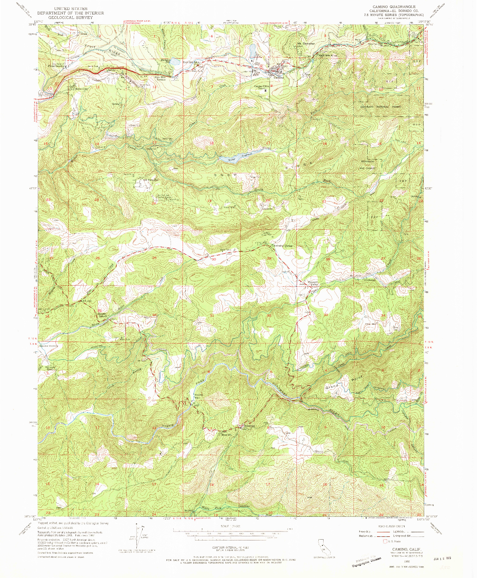 USGS 1:24000-SCALE QUADRANGLE FOR CAMINO, CA 1952