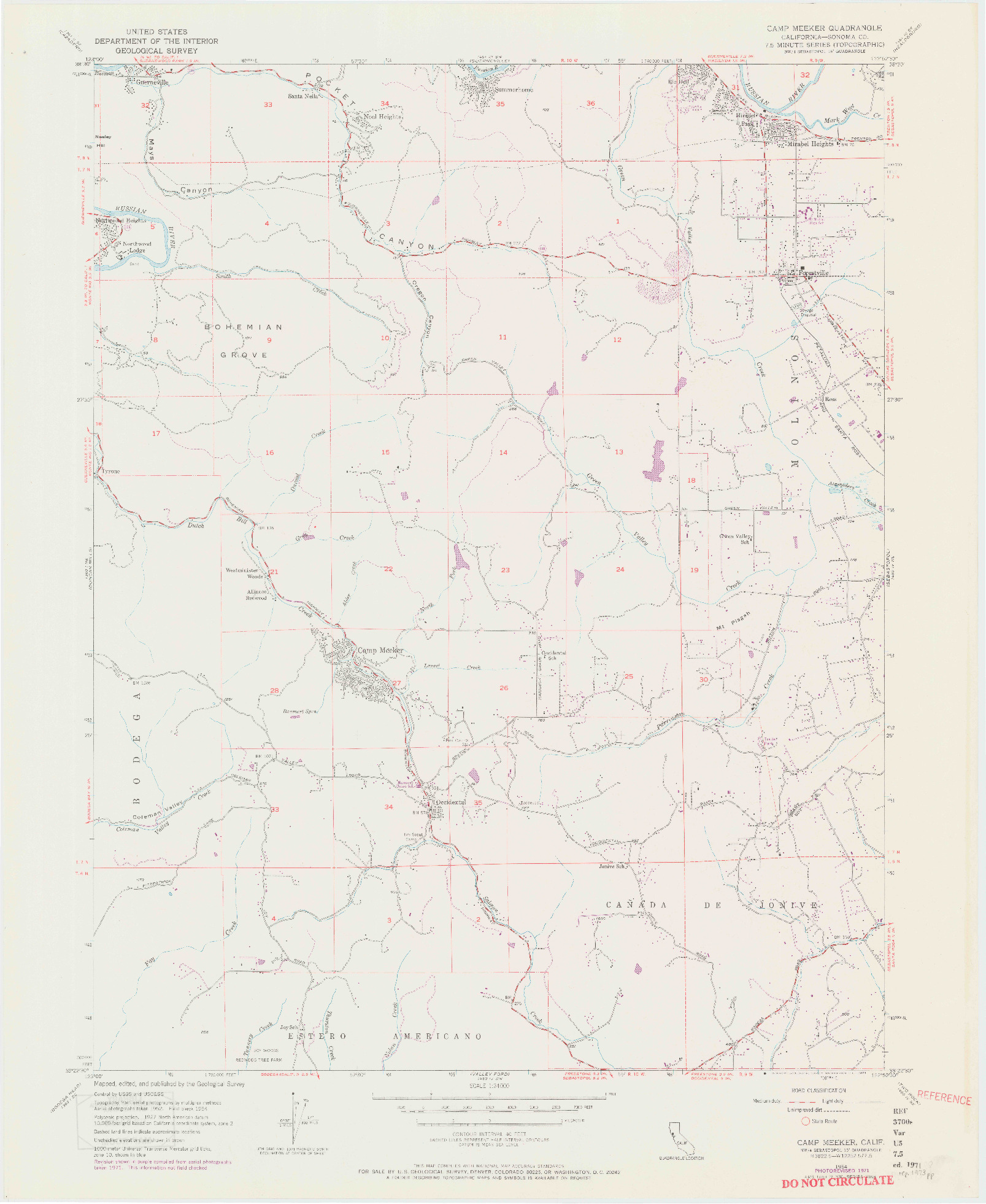 USGS 1:24000-SCALE QUADRANGLE FOR CAMP MEEKER, CA 1954