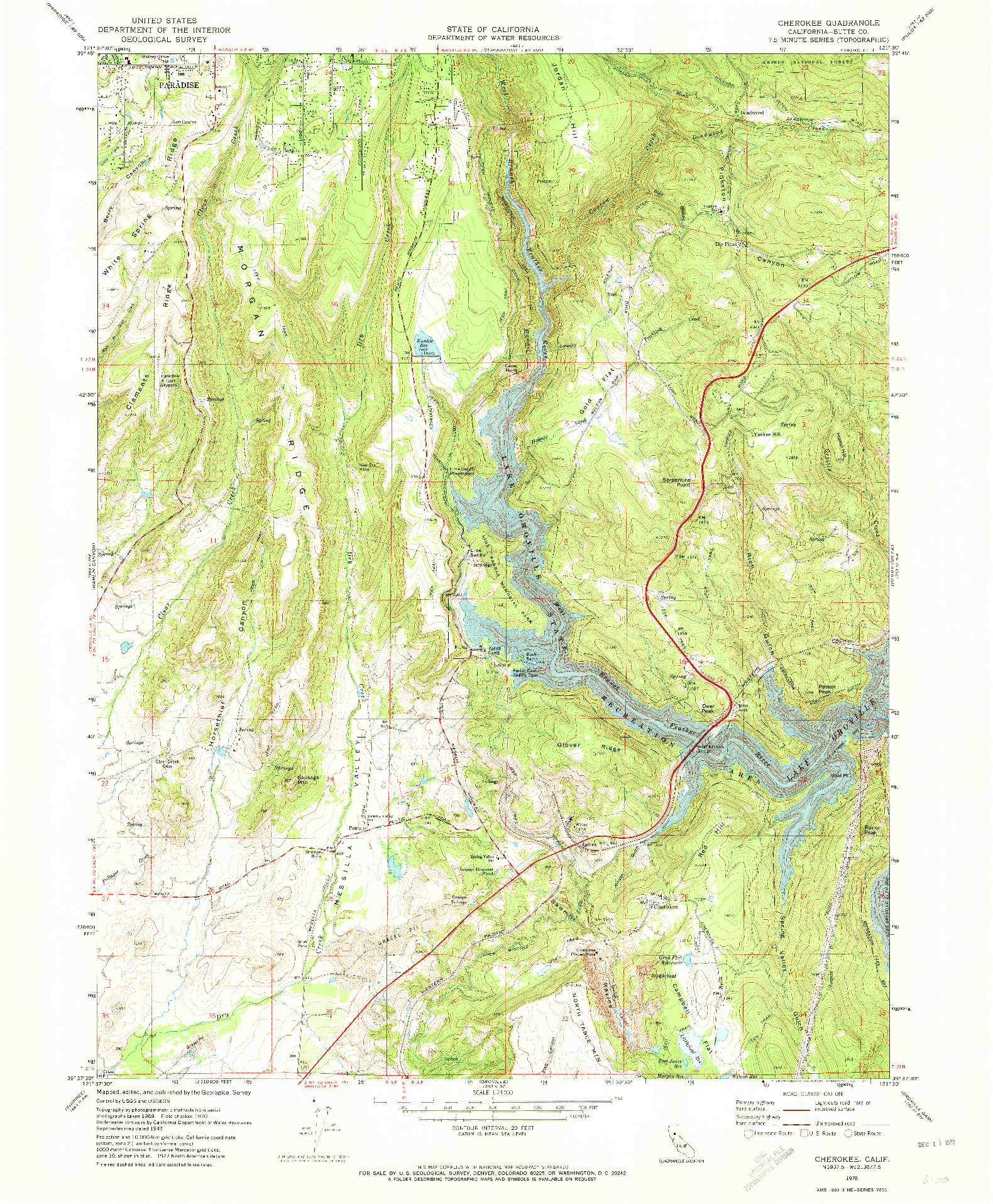 USGS 1:24000-SCALE QUADRANGLE FOR CHEROKEE, CA 1970