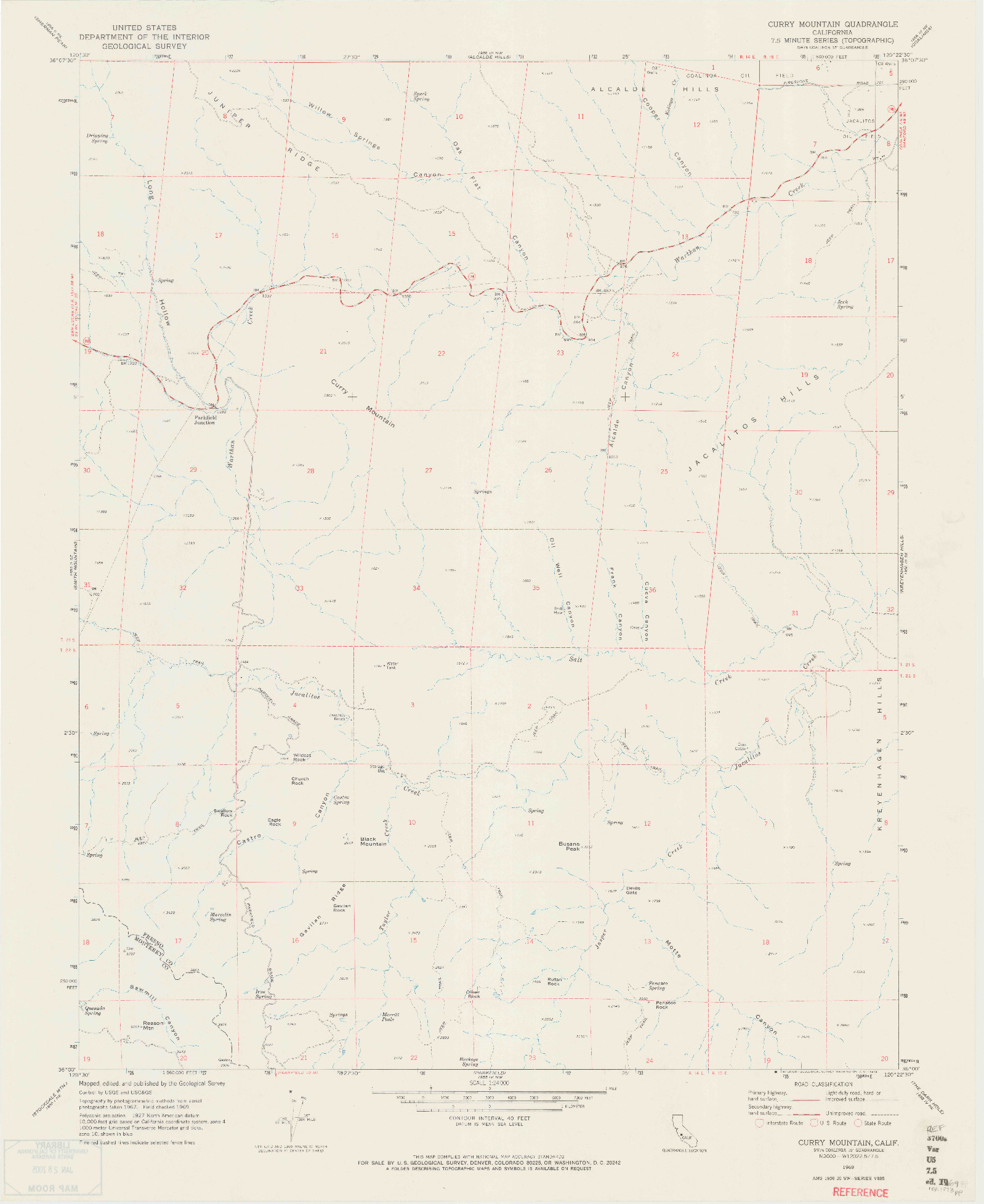 USGS 1:24000-SCALE QUADRANGLE FOR CURRY MOUNTAIN, CA 1969
