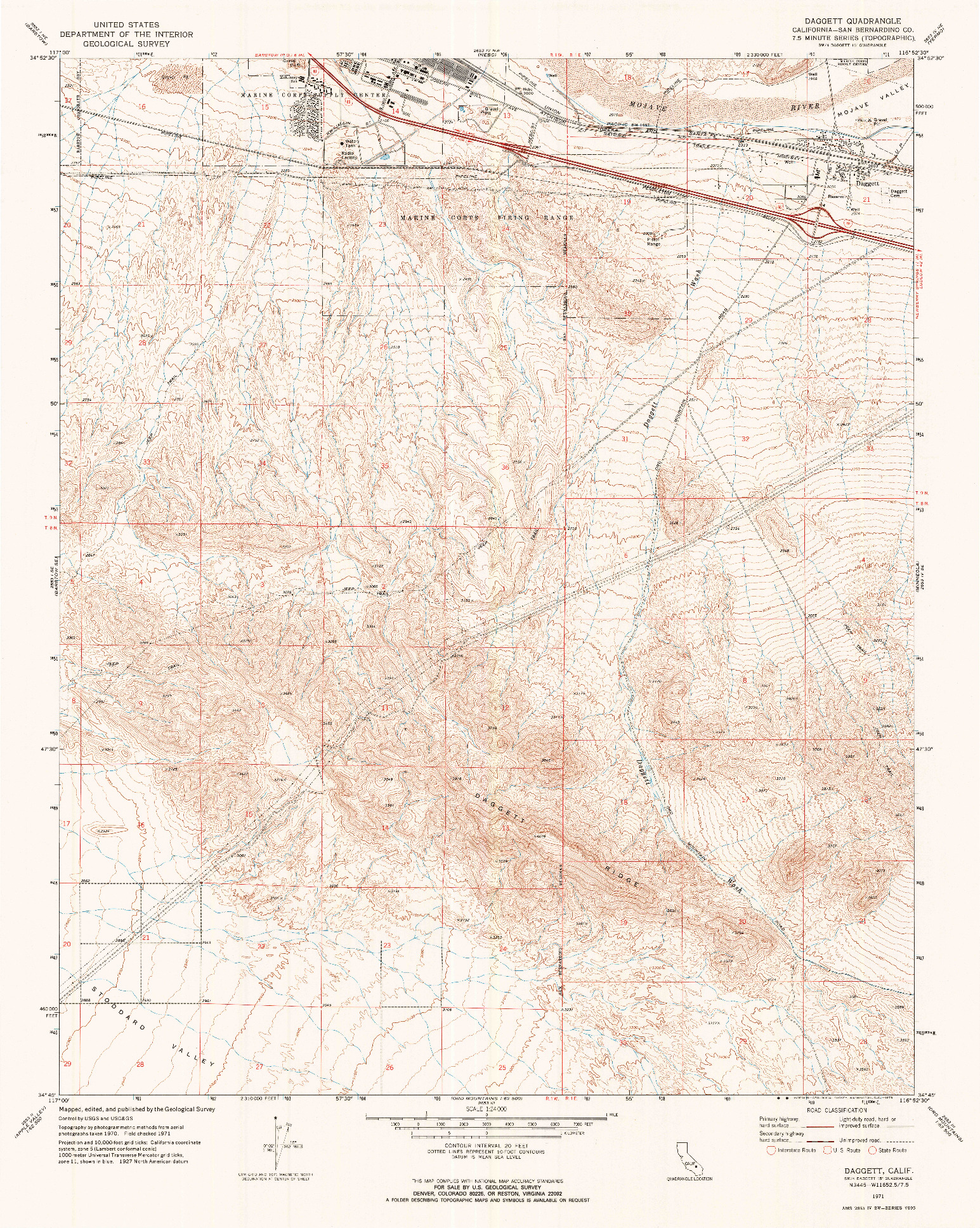 USGS 1:24000-SCALE QUADRANGLE FOR DAGGETT, CA 1971