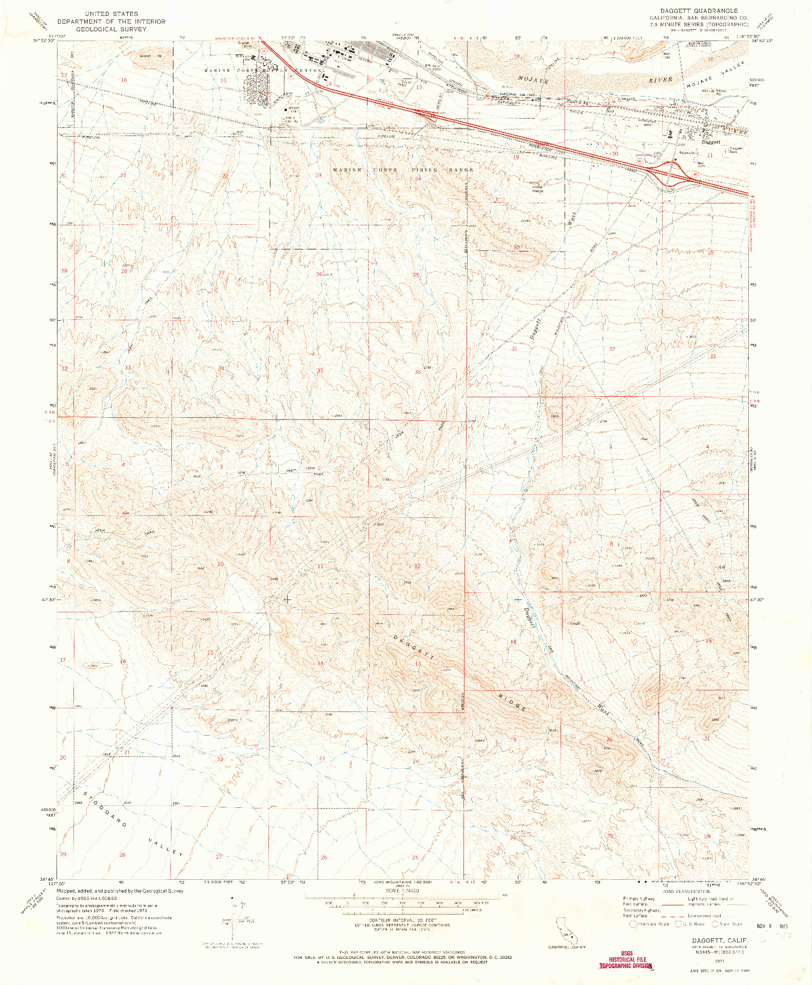 USGS 1:24000-SCALE QUADRANGLE FOR DAGGETT, CA 1971