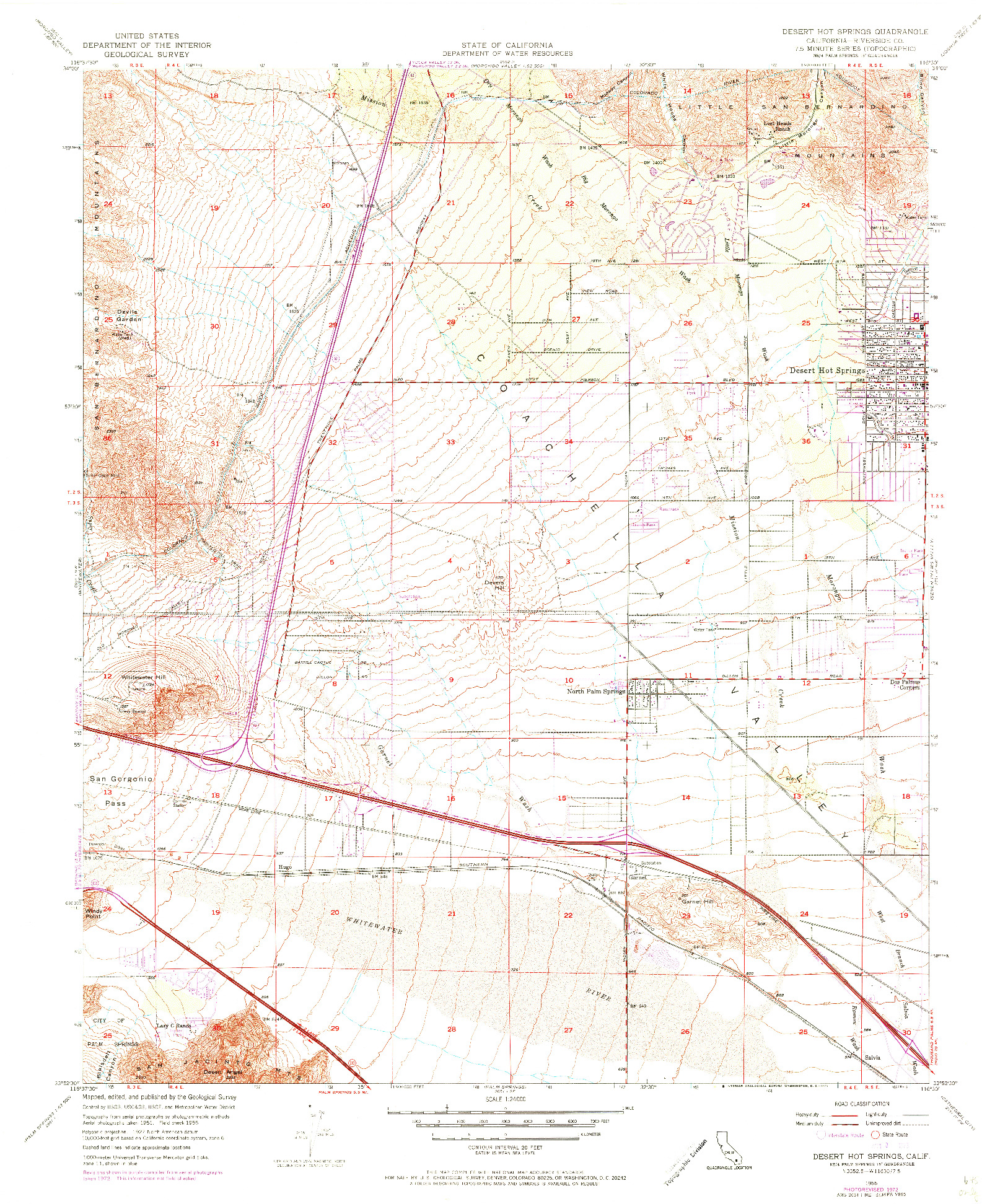 USGS 1:24000-SCALE QUADRANGLE FOR DESERT HOT SPRINGS, CA 1955