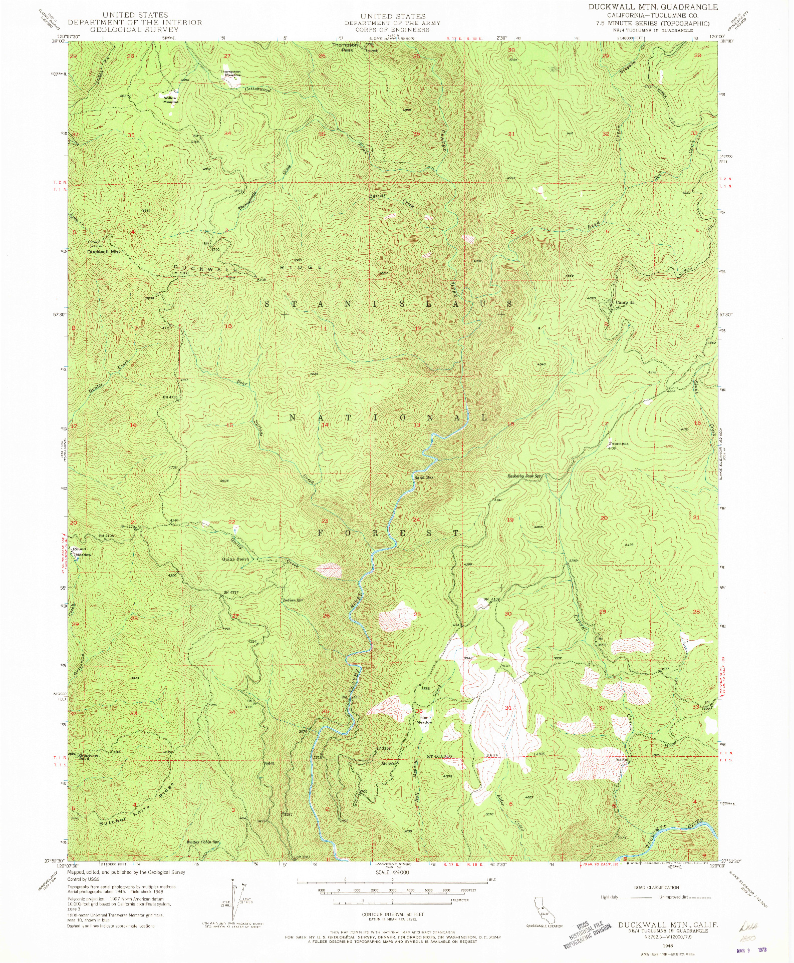 USGS 1:24000-SCALE QUADRANGLE FOR DUCKWALL MTN, CA 1948