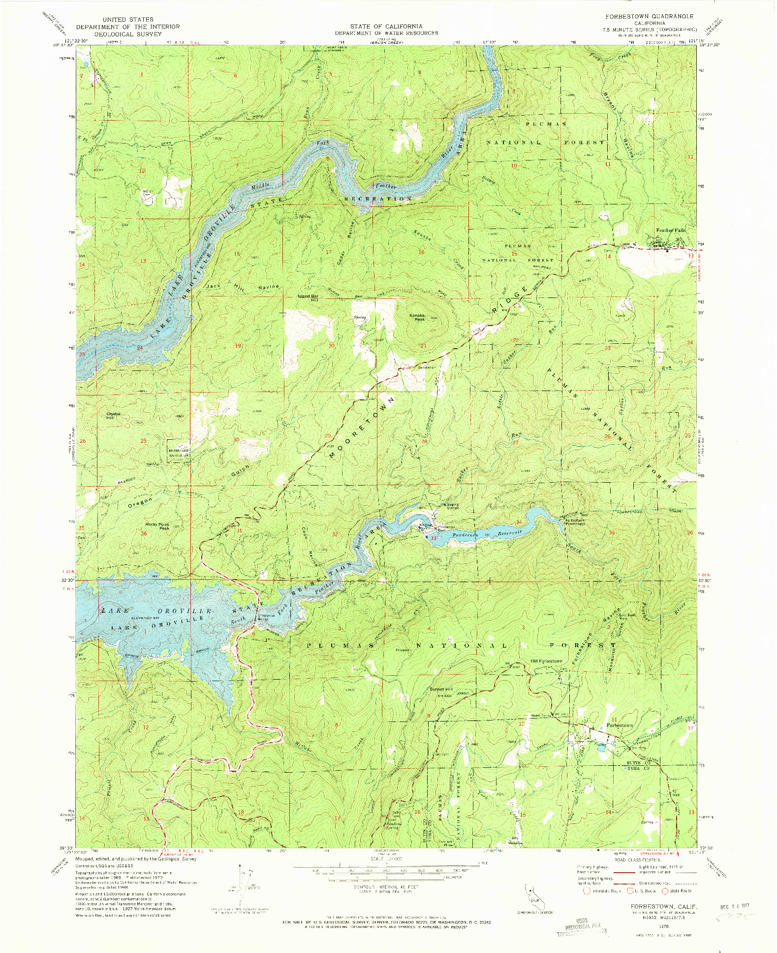 USGS 1:24000-SCALE QUADRANGLE FOR FORBESTOWN, CA 1970