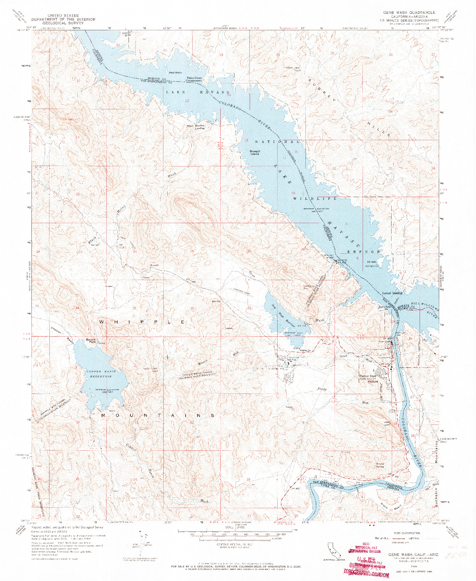 USGS 1:24000-SCALE QUADRANGLE FOR GENE WASH, CA 1959