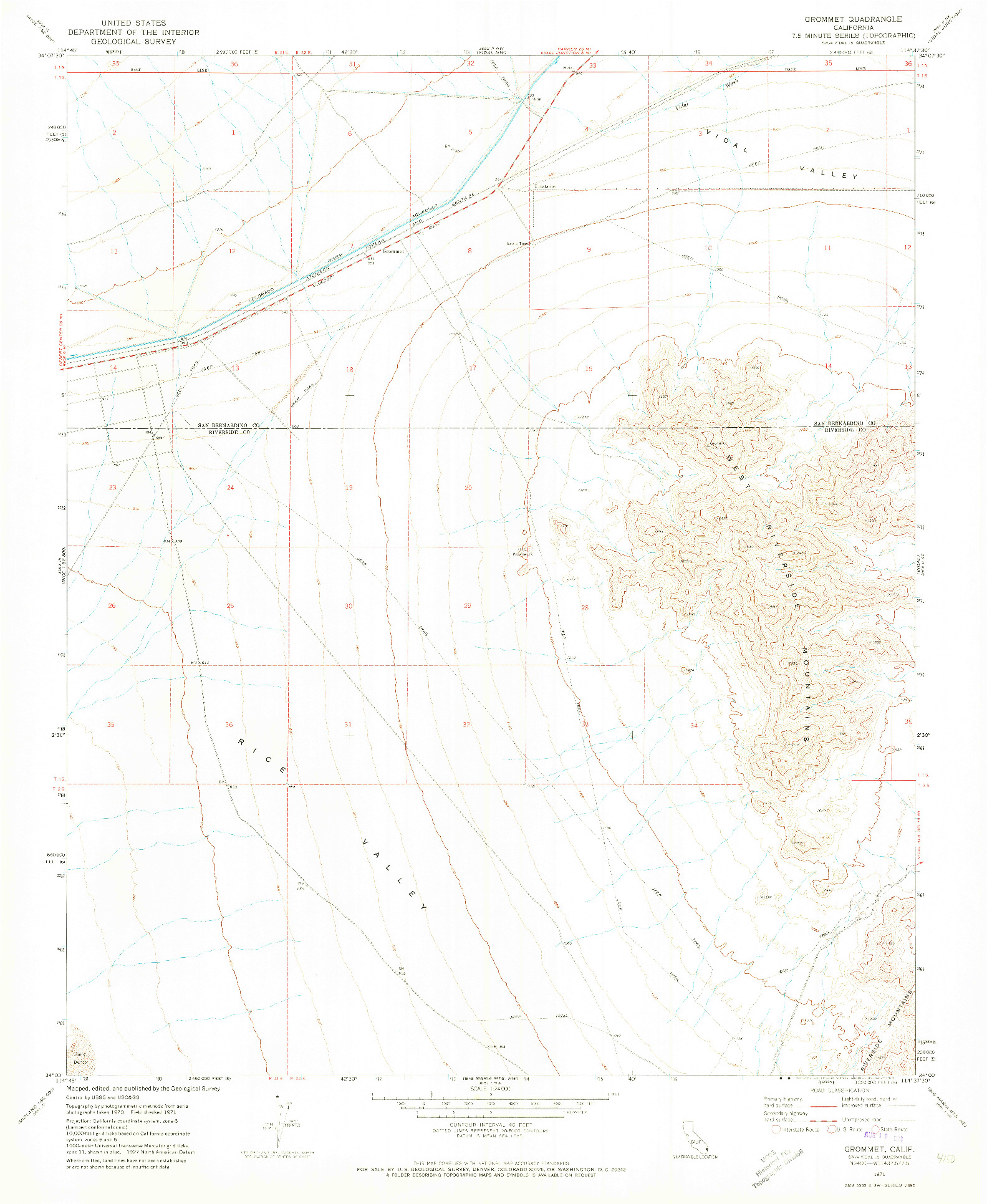 USGS 1:24000-SCALE QUADRANGLE FOR GROMMET, CA 1971