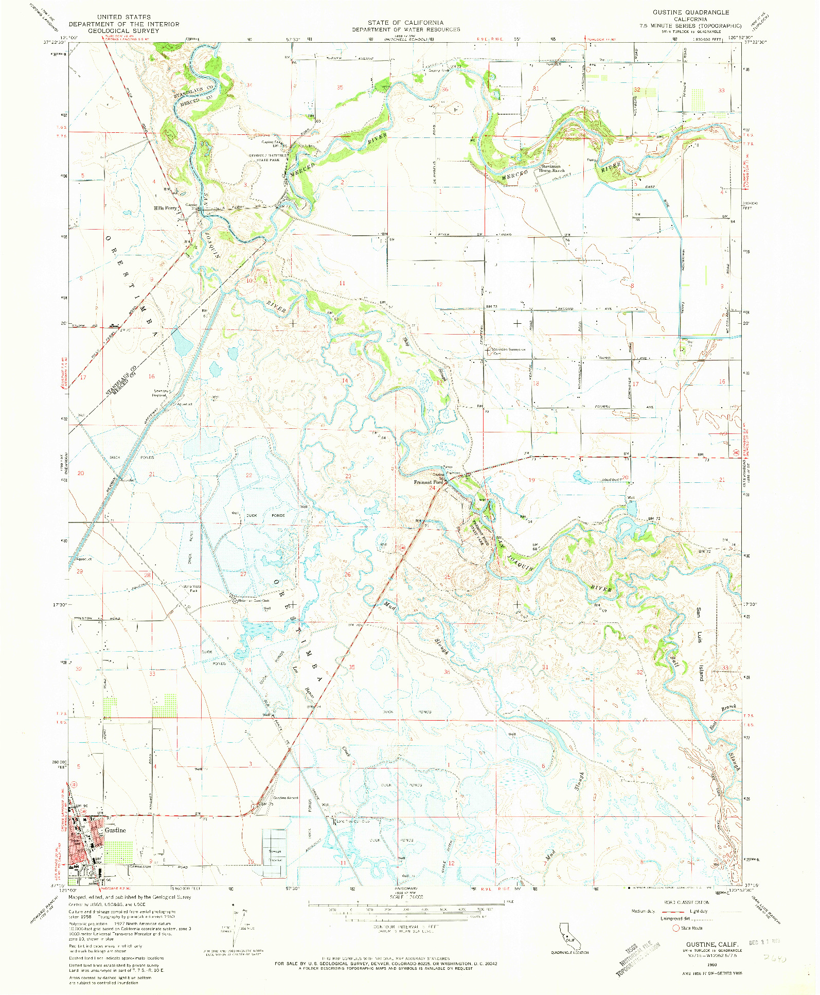 USGS 1:24000-SCALE QUADRANGLE FOR GUSTINE, CA 1960