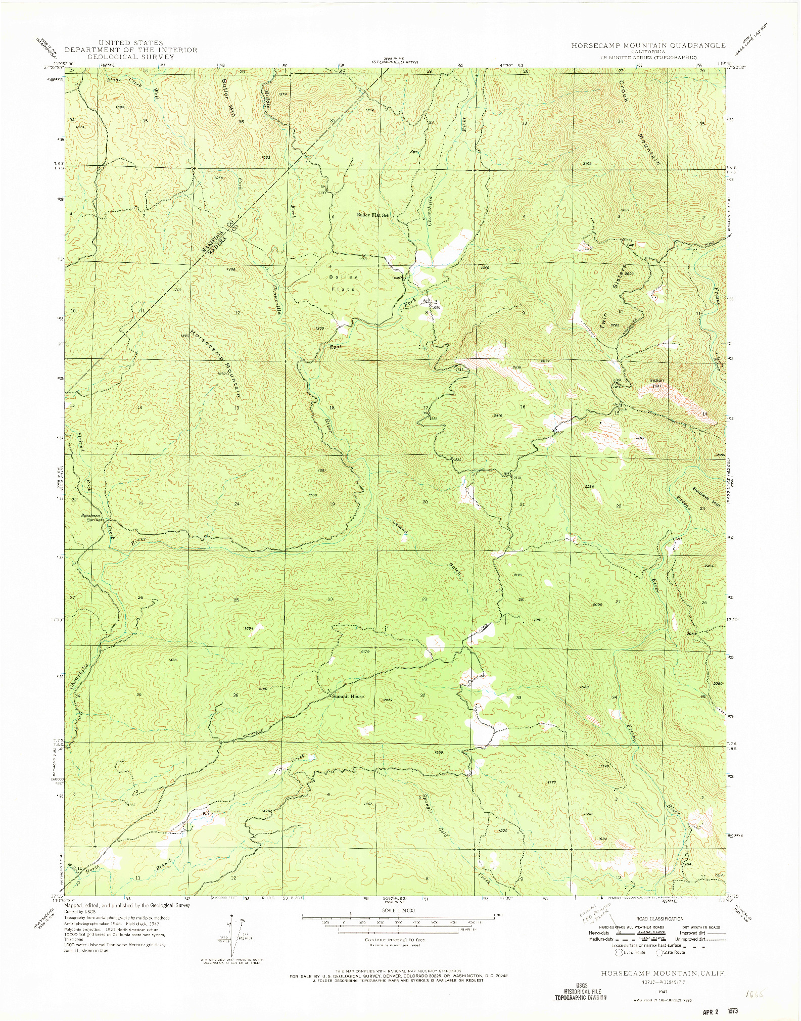 USGS 1:24000-SCALE QUADRANGLE FOR HORSECAMP MOUNTAIN, CA 1947